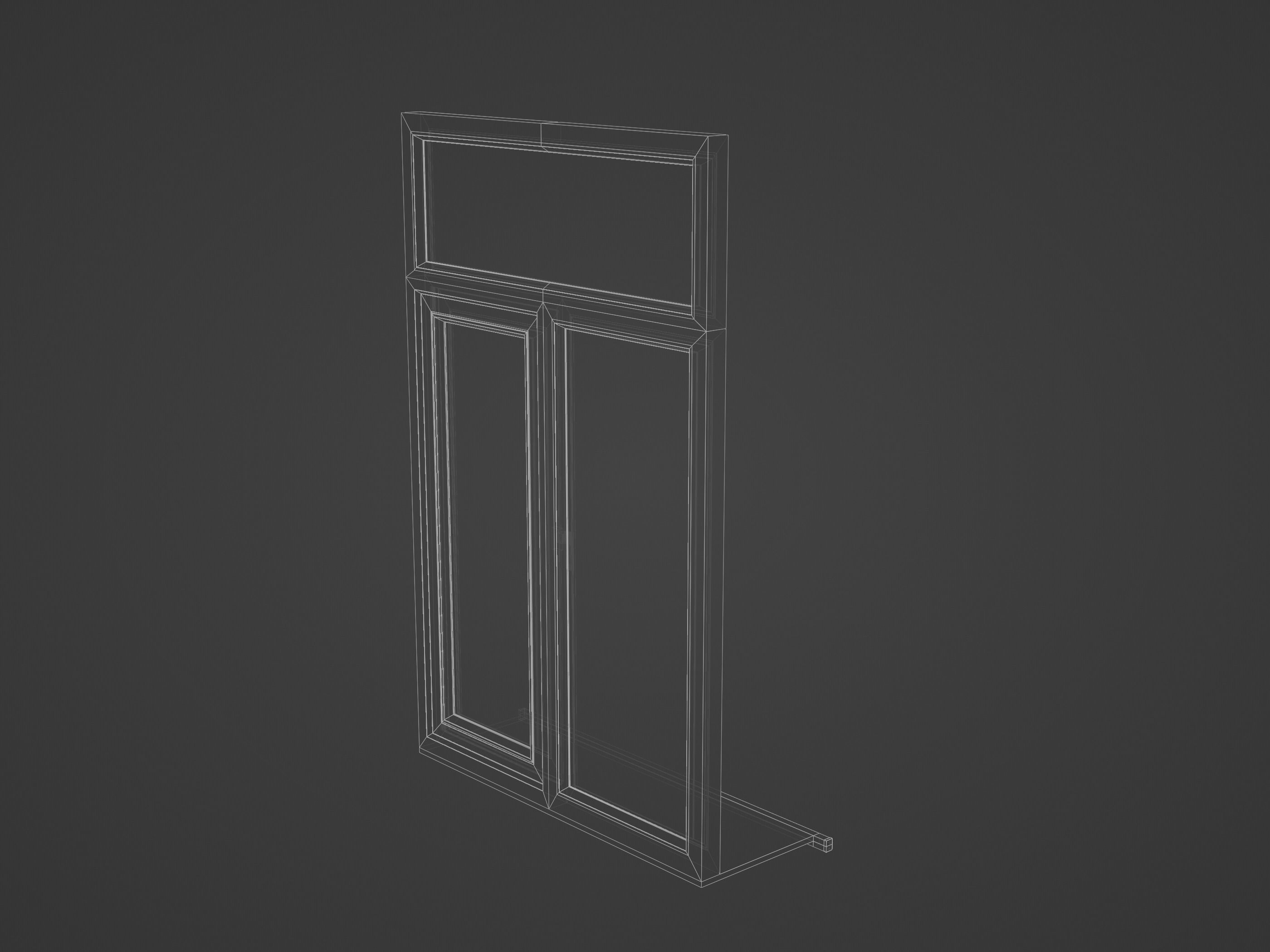 Casement window with upper window Low-poly 3D model_9