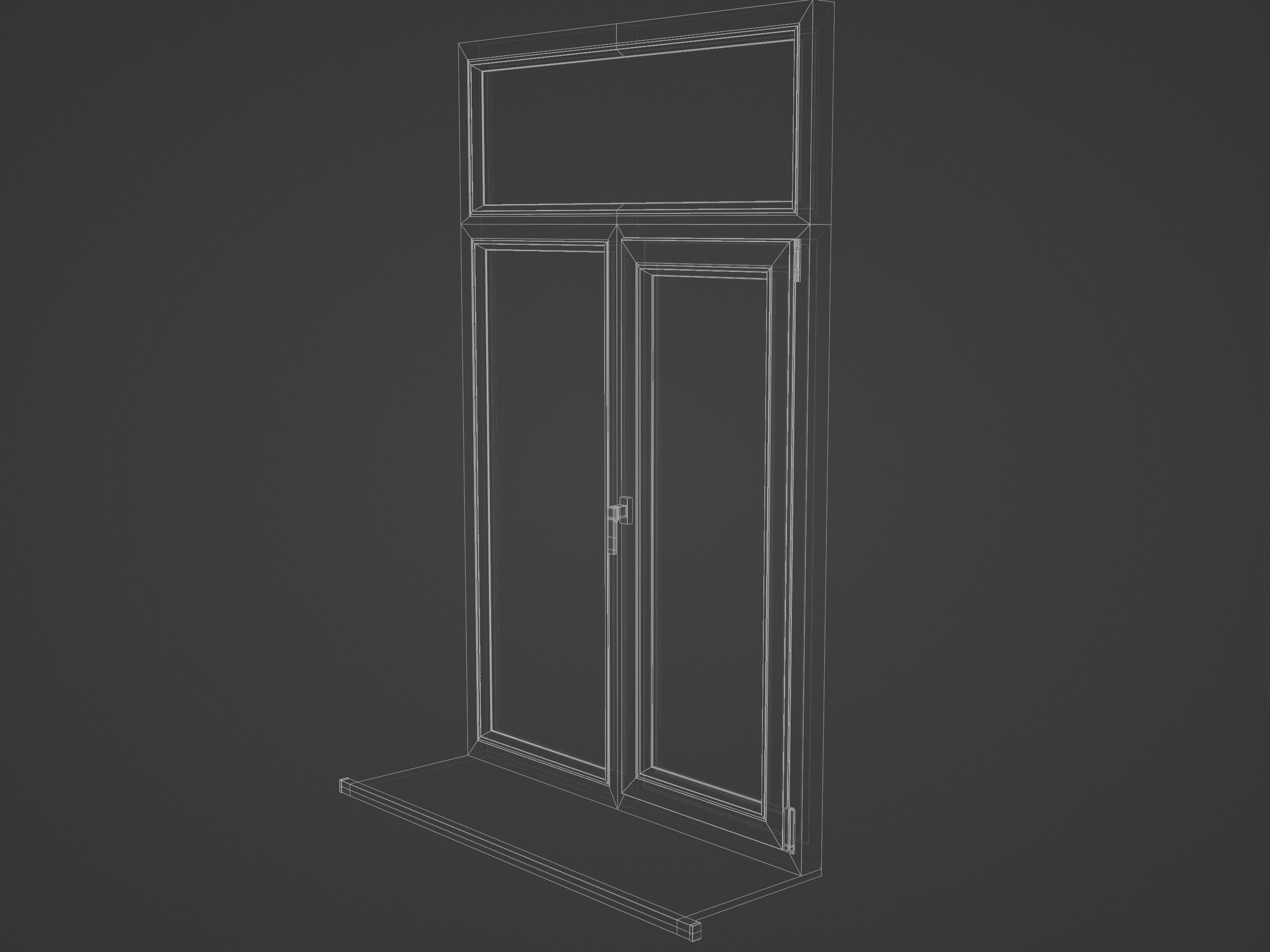 Casement window with upper window Low-poly 3D model_12