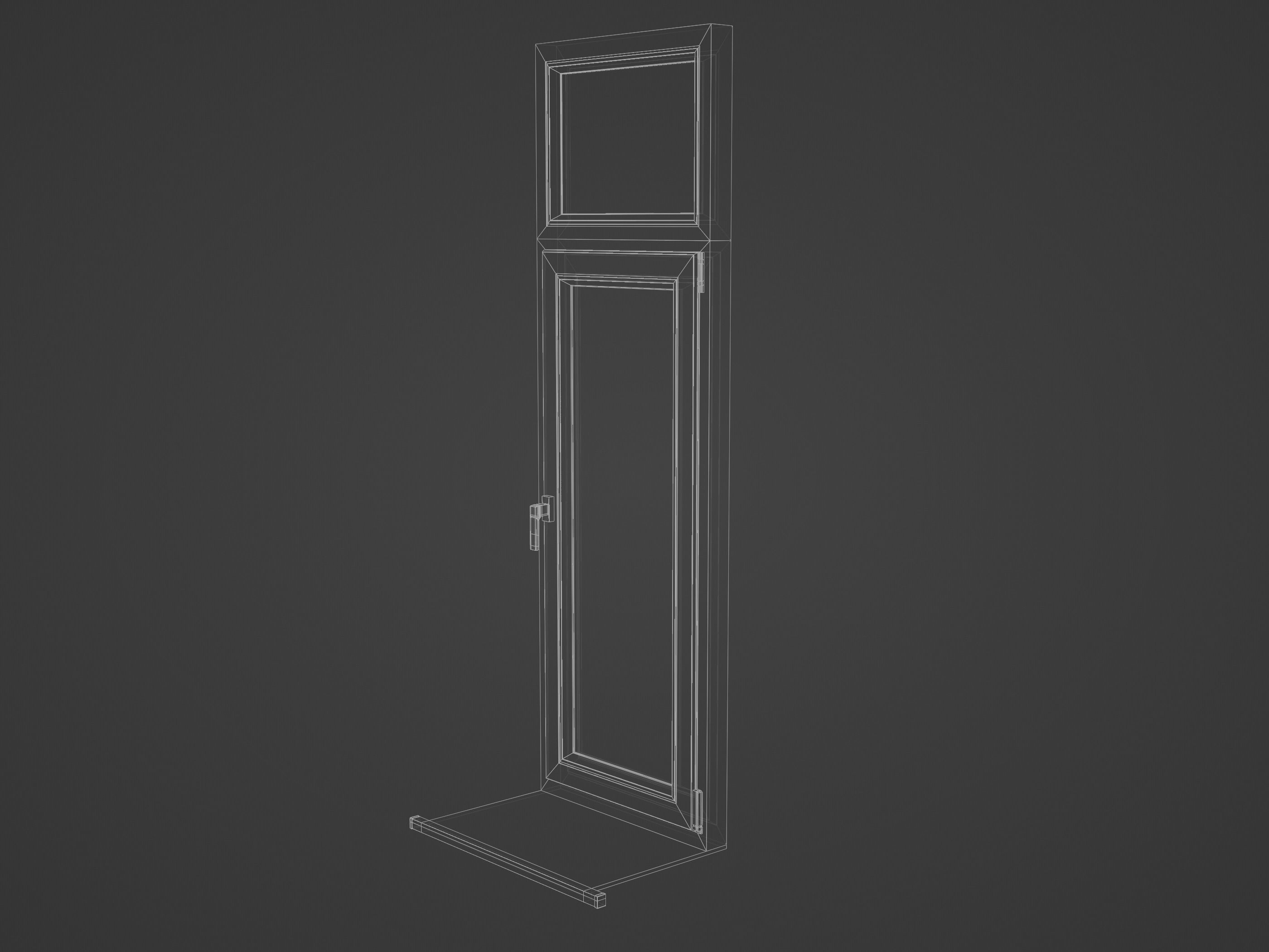 Casement window with upper window Low-poly 3D model_4
