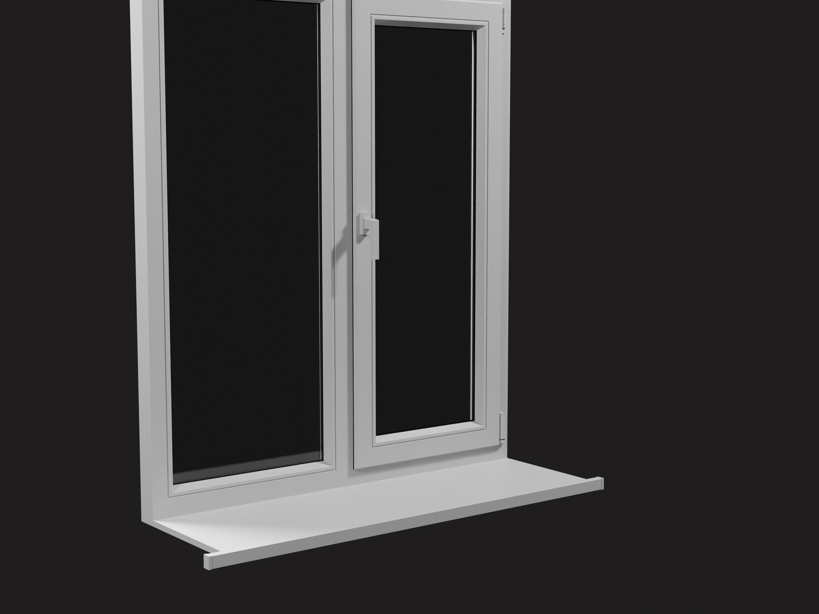 Casement window with upper window Low-poly 3D model_11