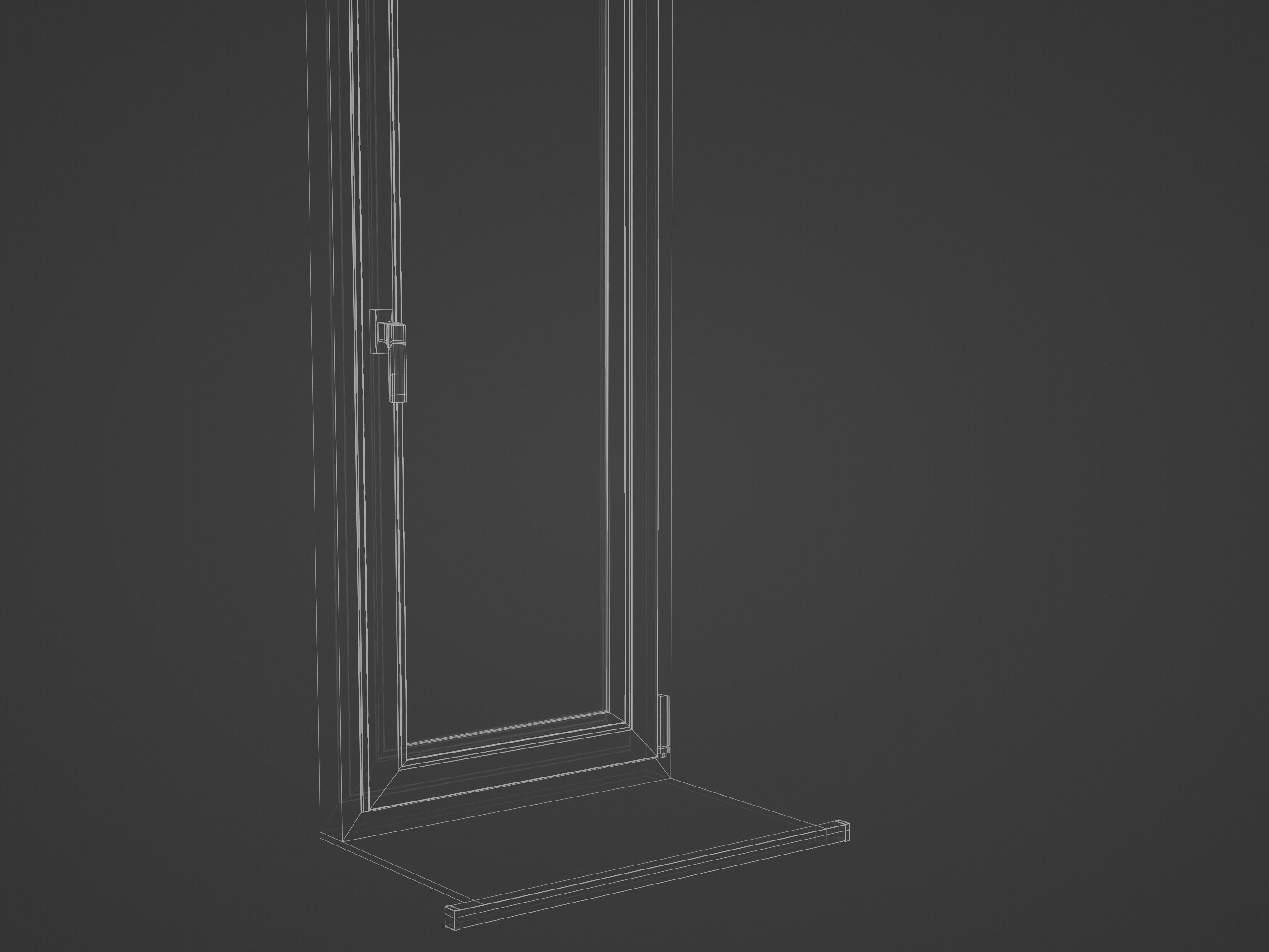 Casement window with upper window Low-poly 3D model_6