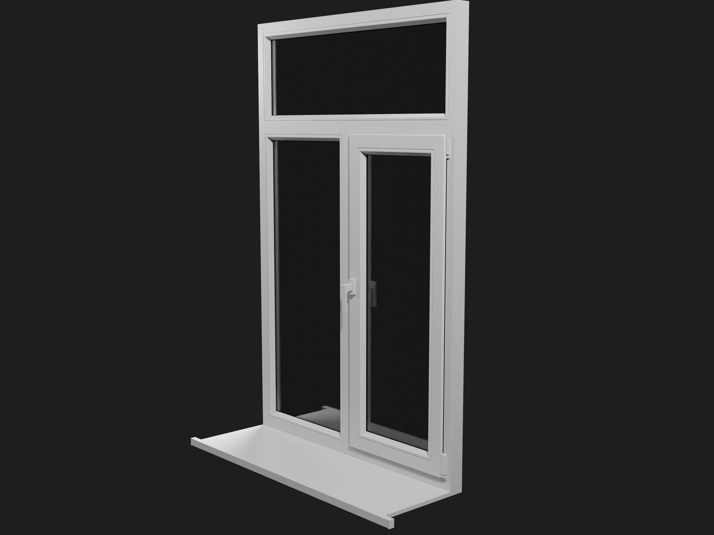 Casement window with upper window Low-poly 3D model_10
