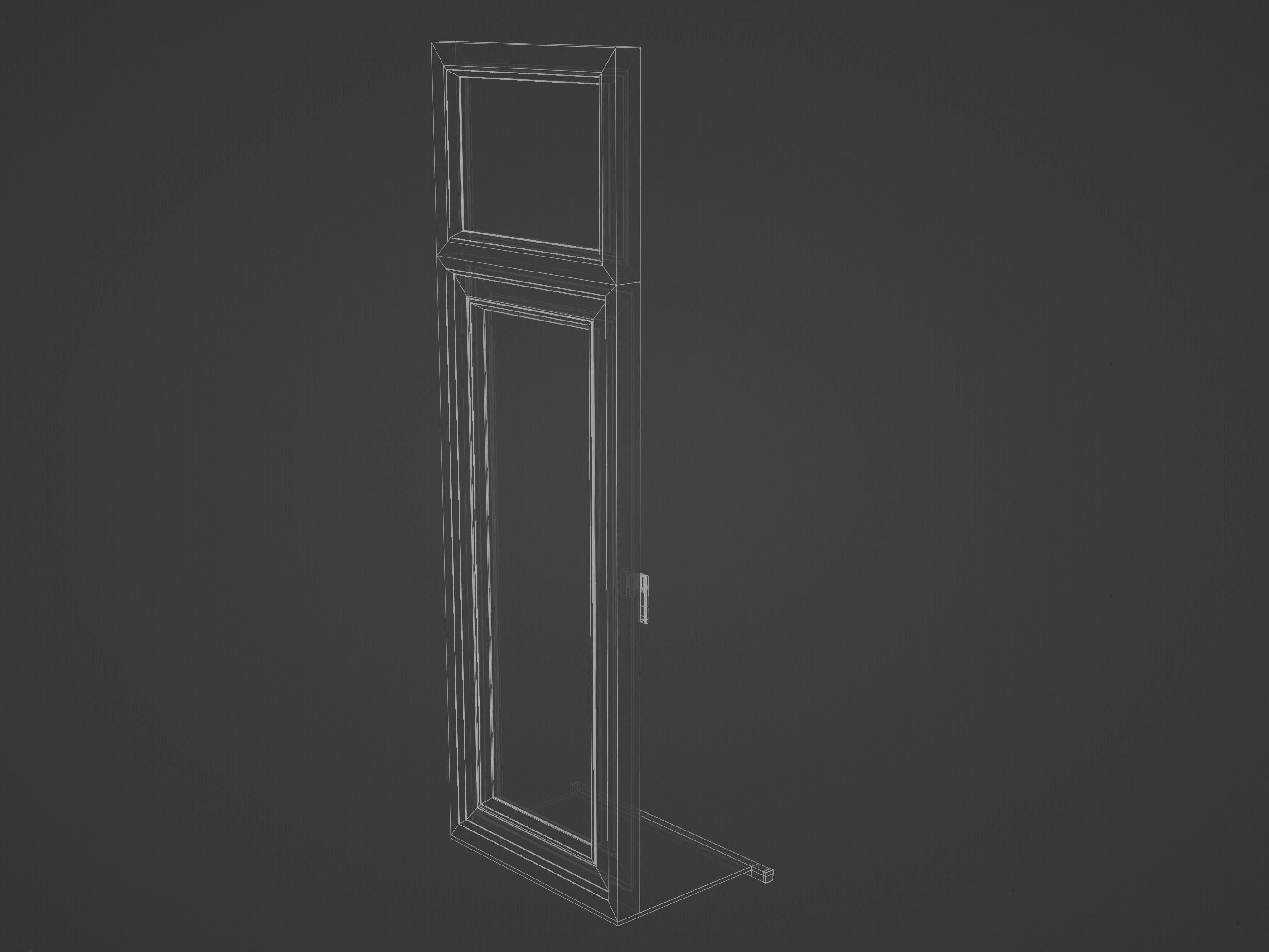 Casement window with upper window Low-poly 3D model_5