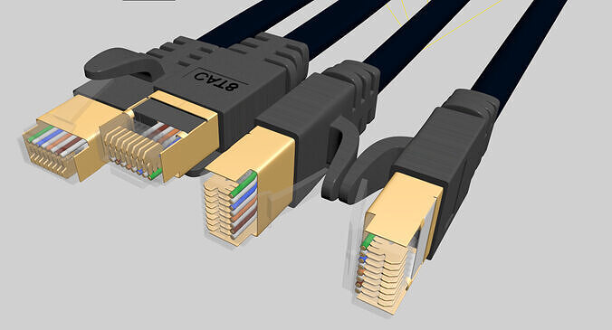 Ethernet RJ-45 Plug cat 8 to cat 7 3D model 3D model 3D model