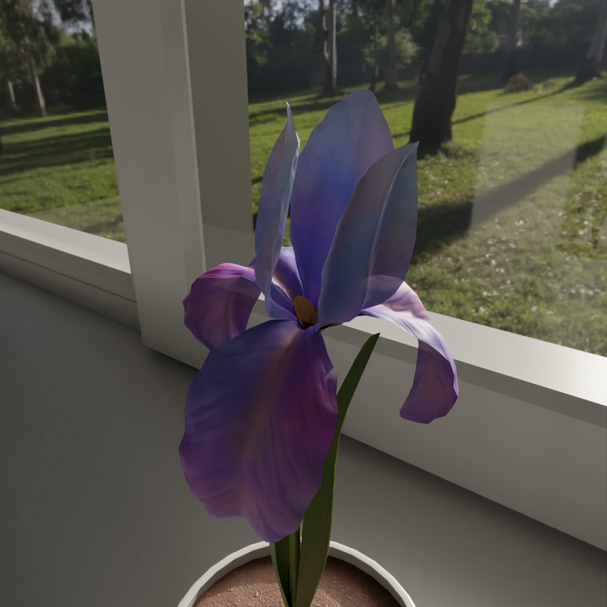 Flower in vase Iris Low-poly 3D model_1