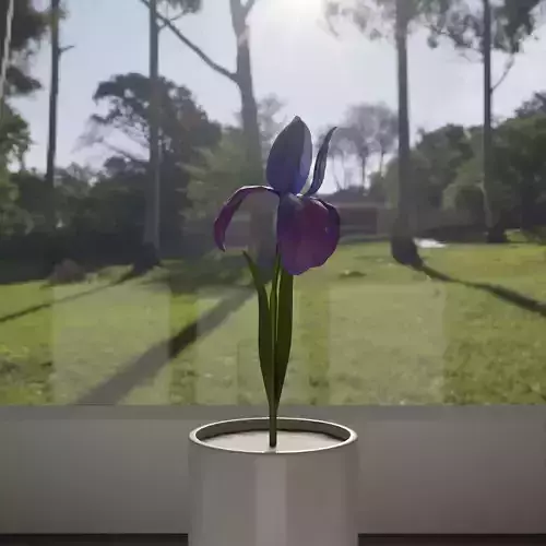 Flower in vase Iris Low-poly 3D model