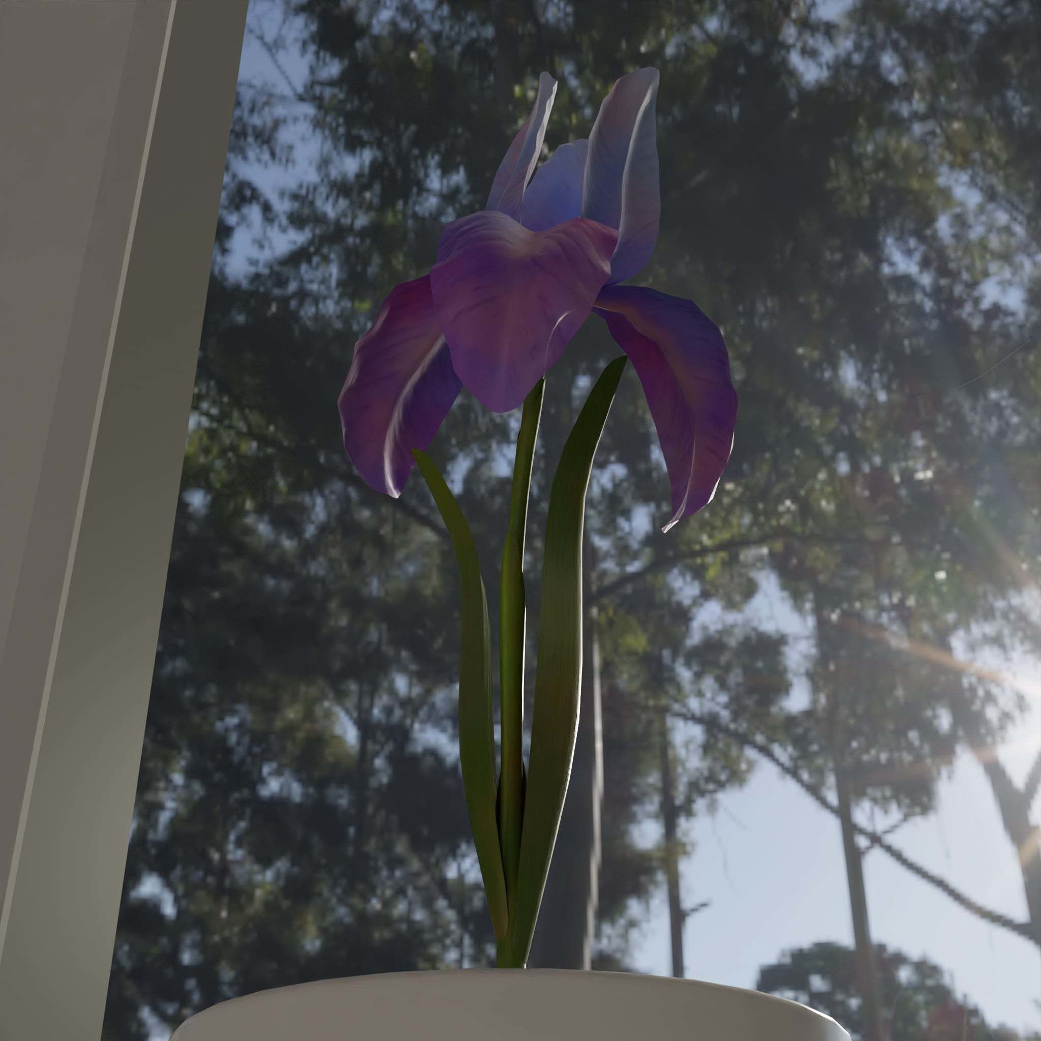 Flower in vase Iris Low-poly 3D model_2