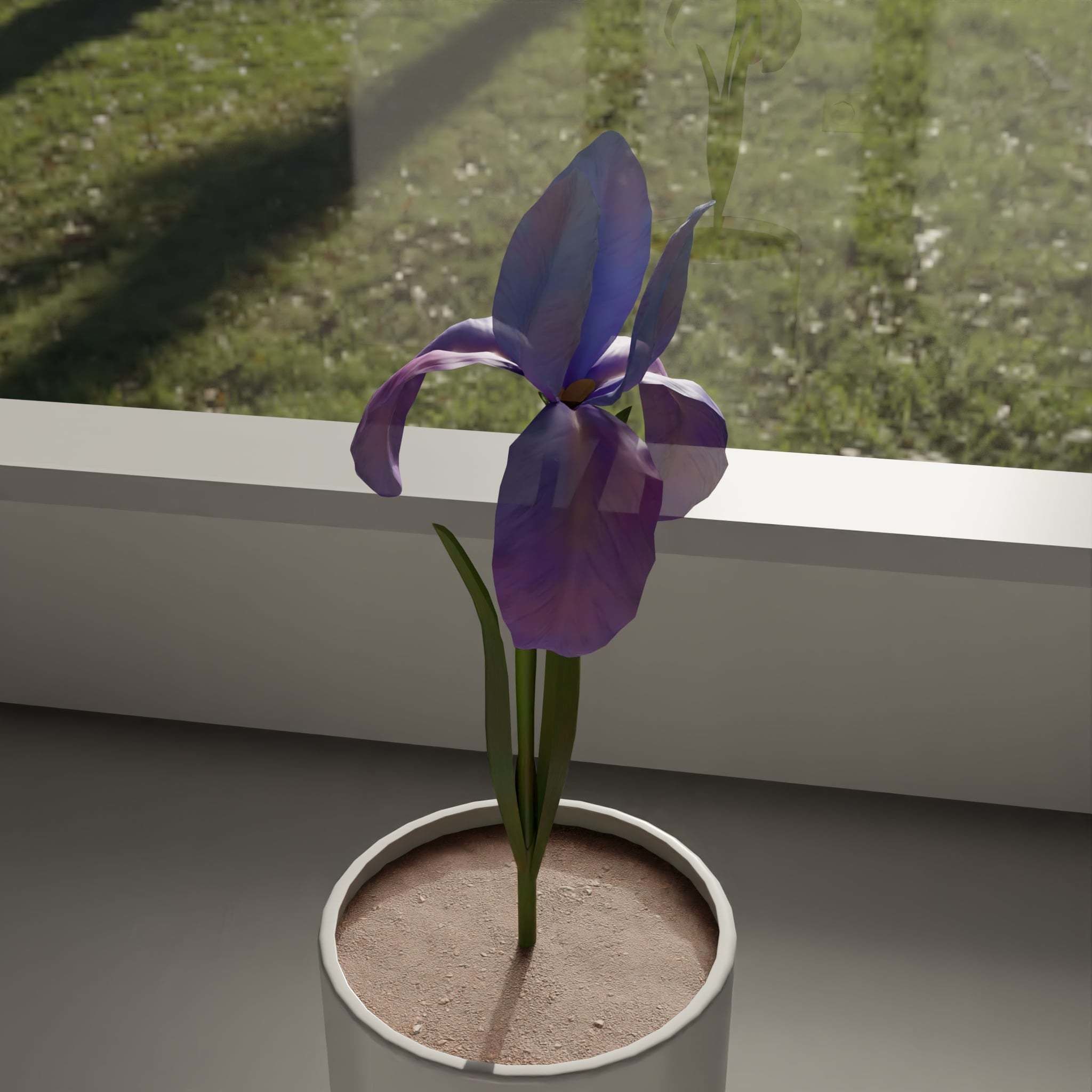 Flower in vase Iris Low-poly 3D model_4
