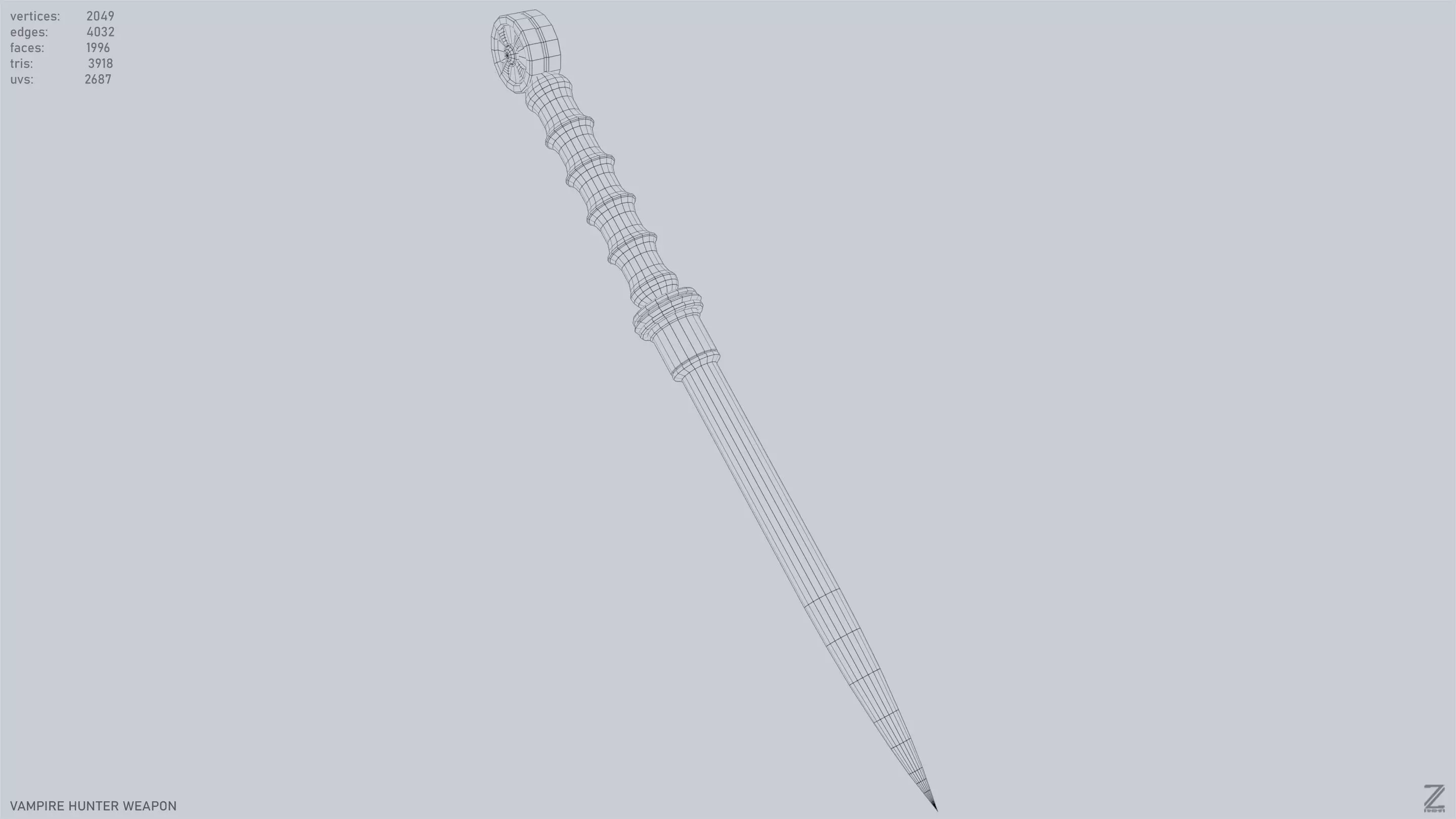 Vampire hunter weapon Low-poly 3D model_13