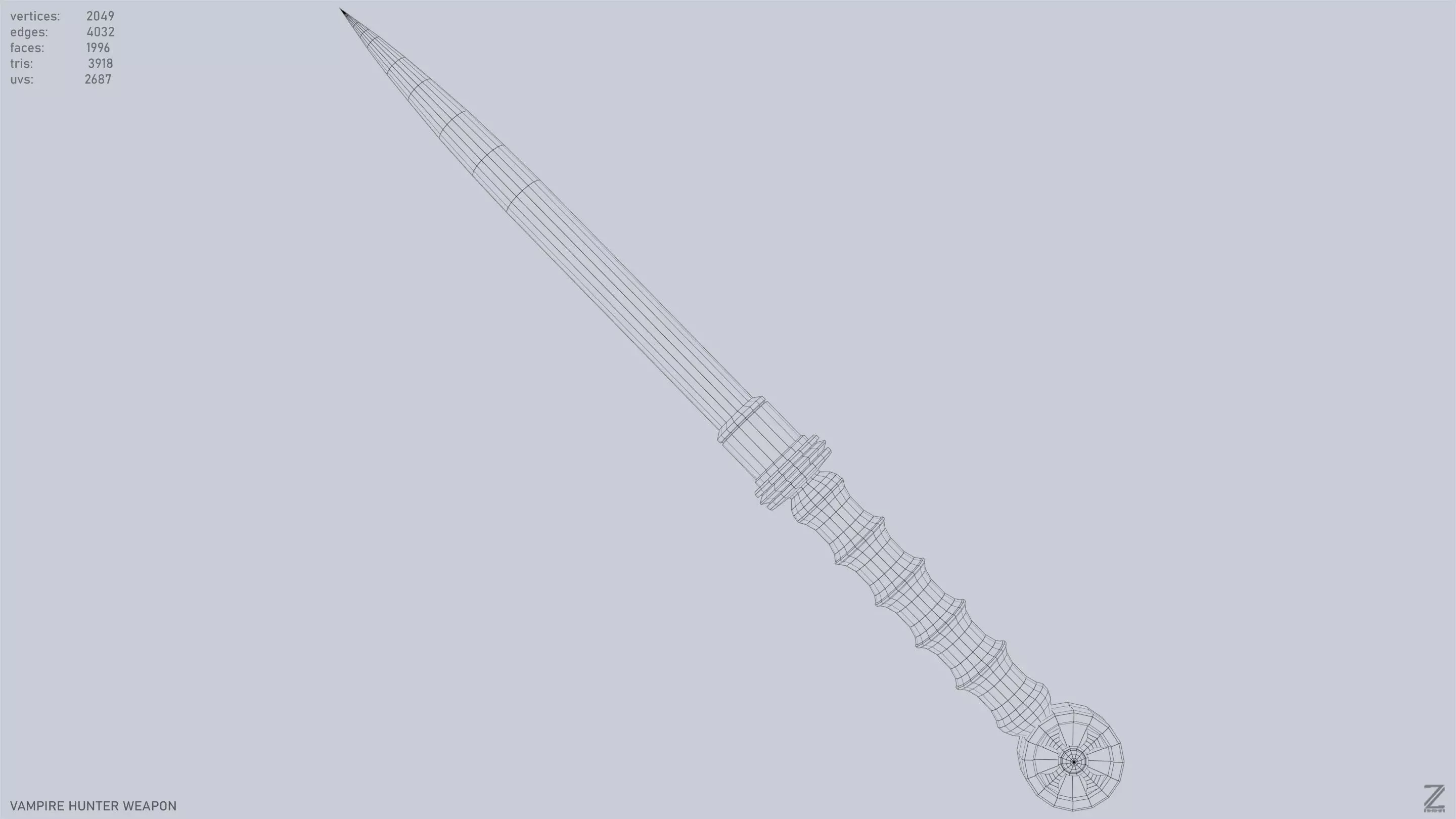 Vampire hunter weapon Low-poly 3D model_10