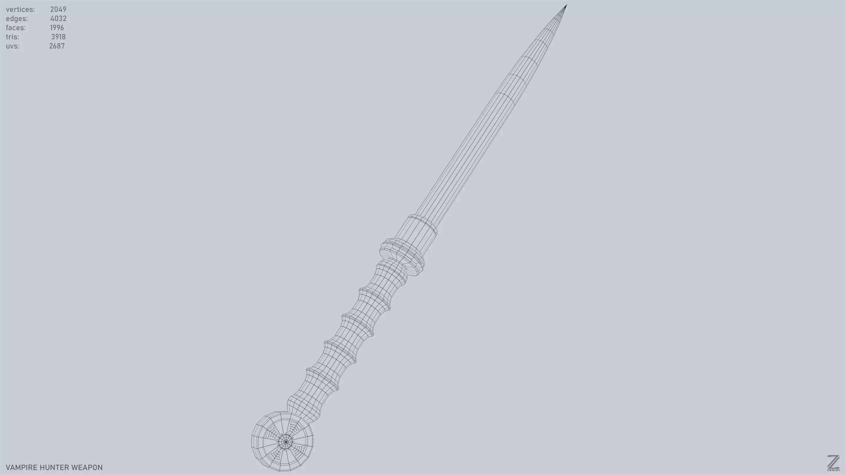 Vampire hunter weapon Low-poly 3D model_15