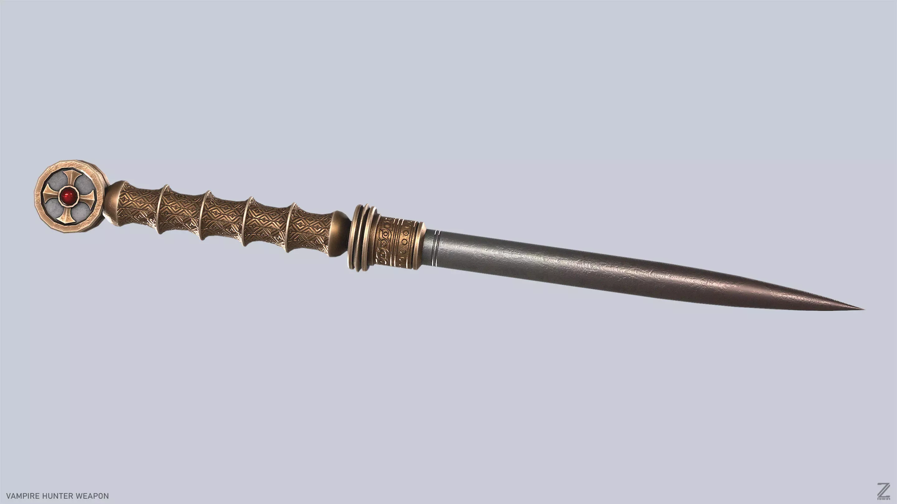 Vampire hunter weapon Low-poly 3D model_2