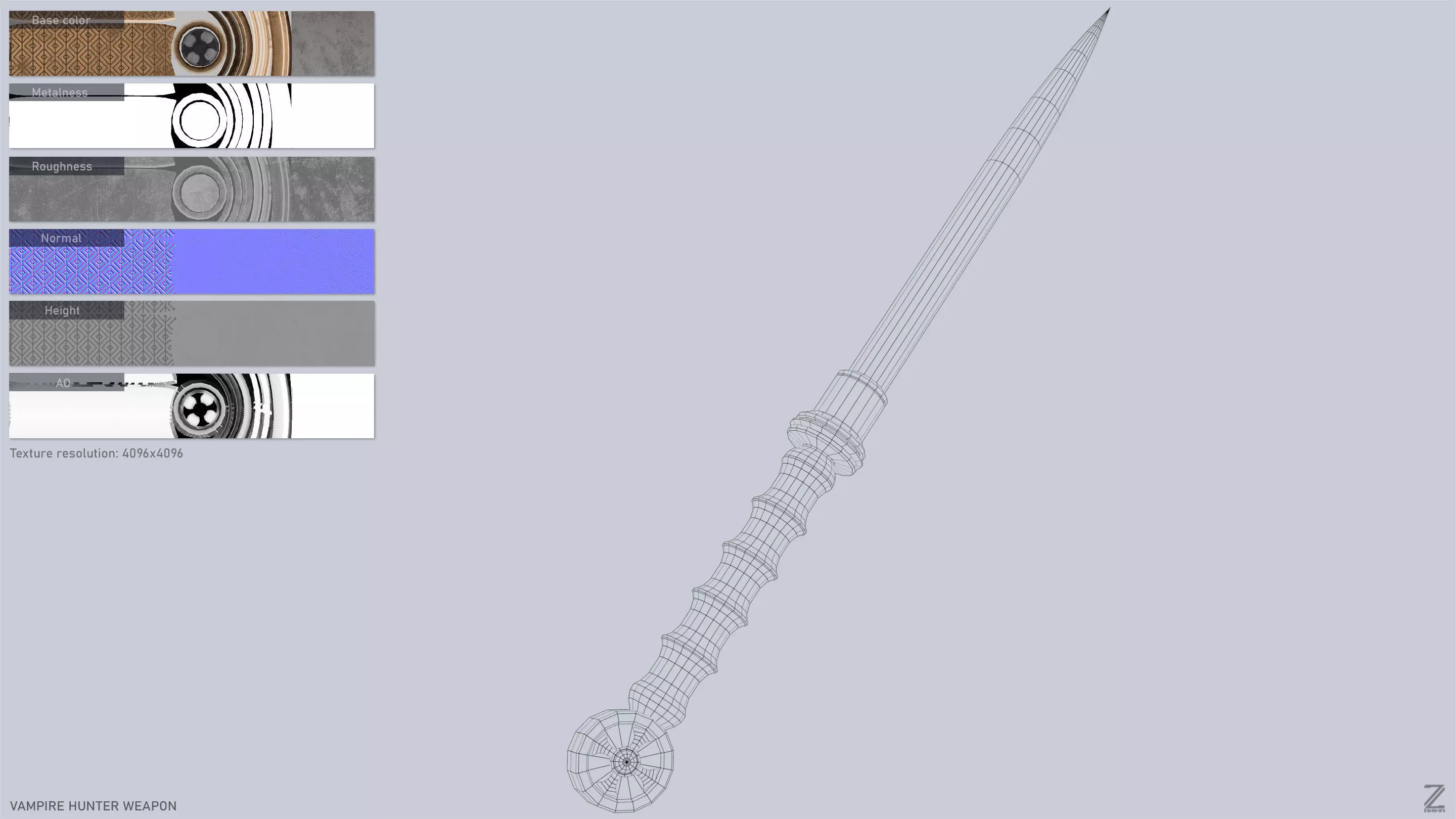 Vampire hunter weapon Low-poly 3D model_3