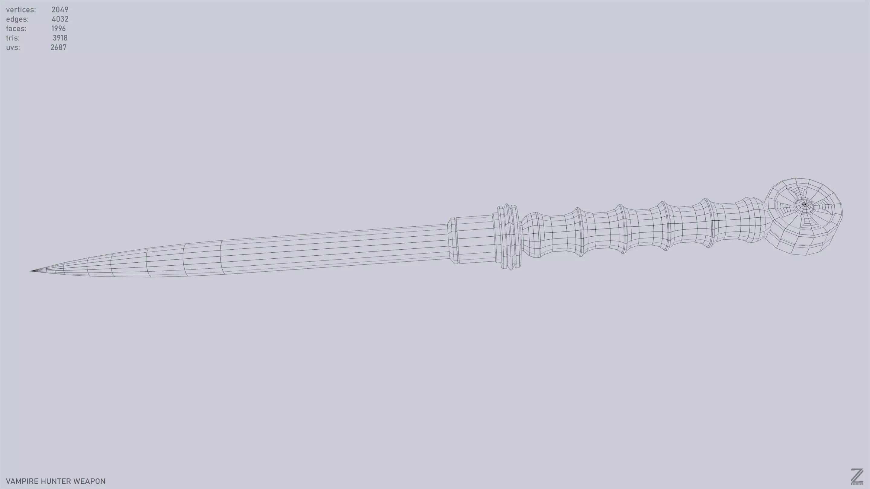 Vampire hunter weapon Low-poly 3D model_11