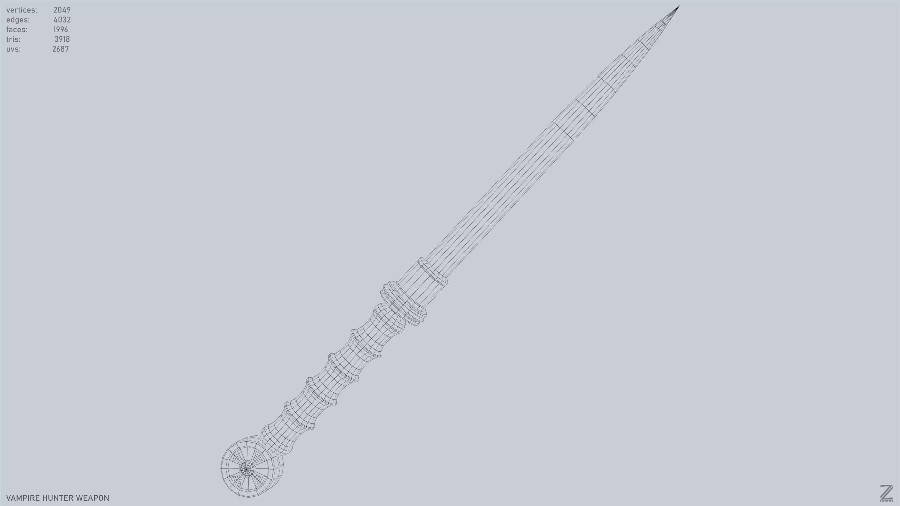 Vampire hunter weapon Low-poly 3D model_12