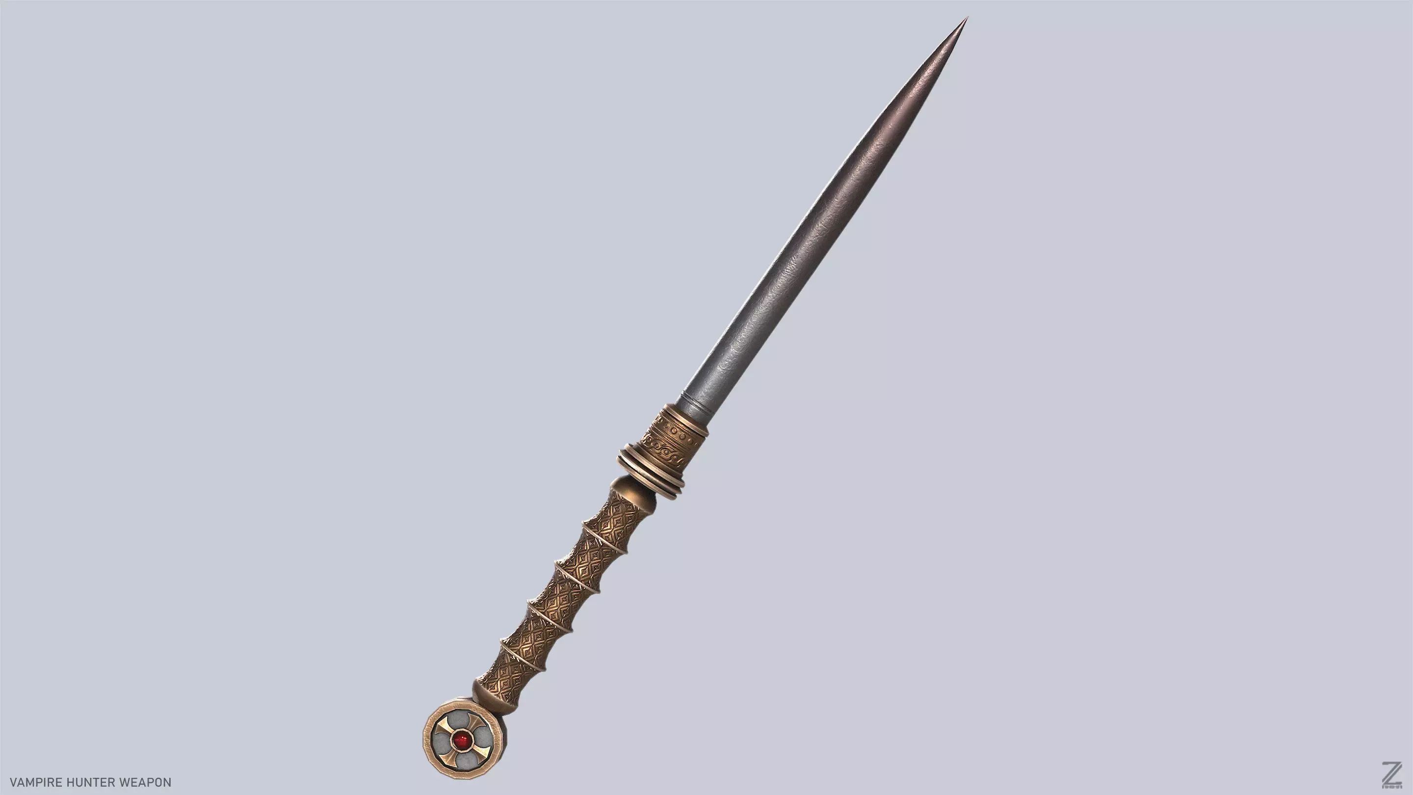 Vampire hunter weapon Low-poly 3D model_5