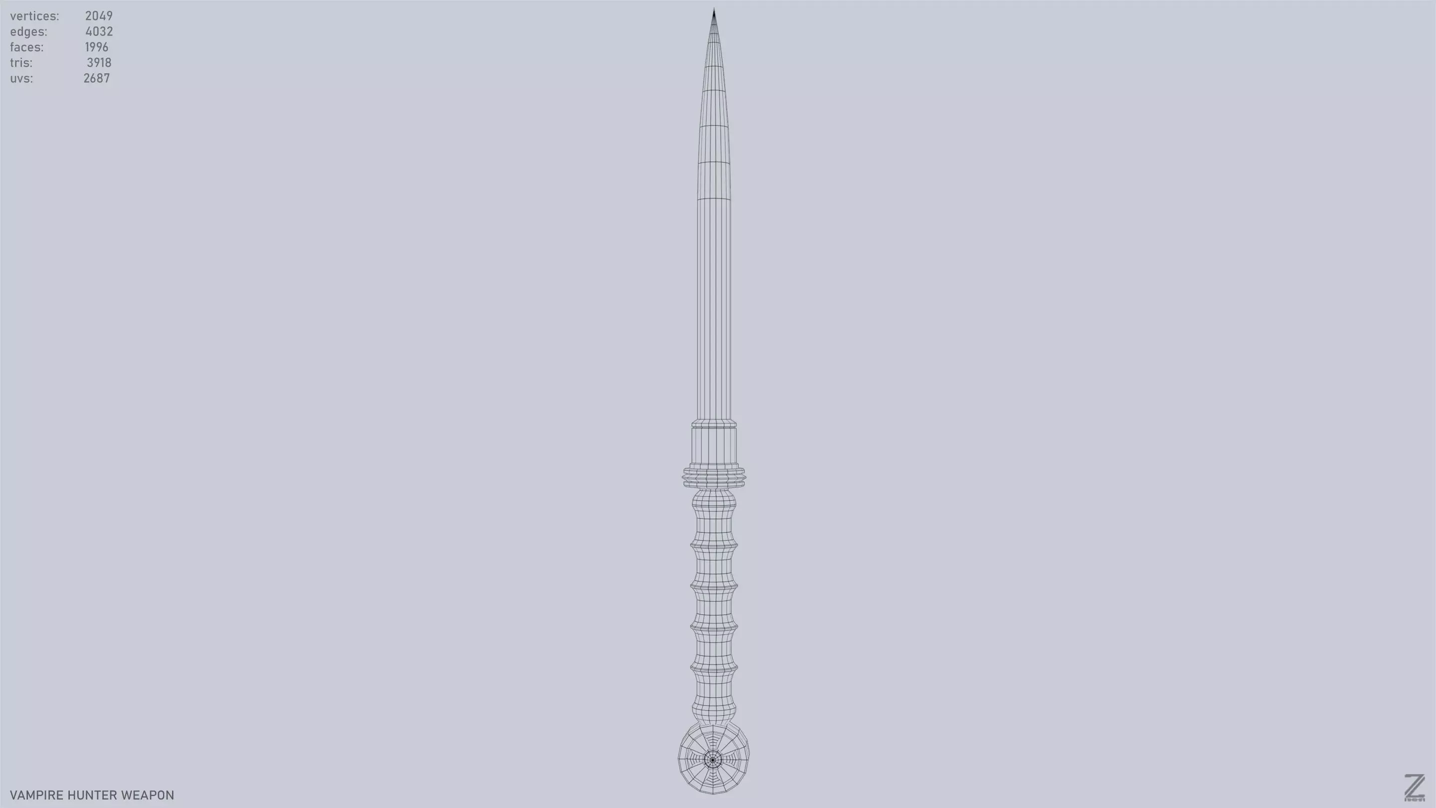 Vampire hunter weapon Low-poly 3D model_9