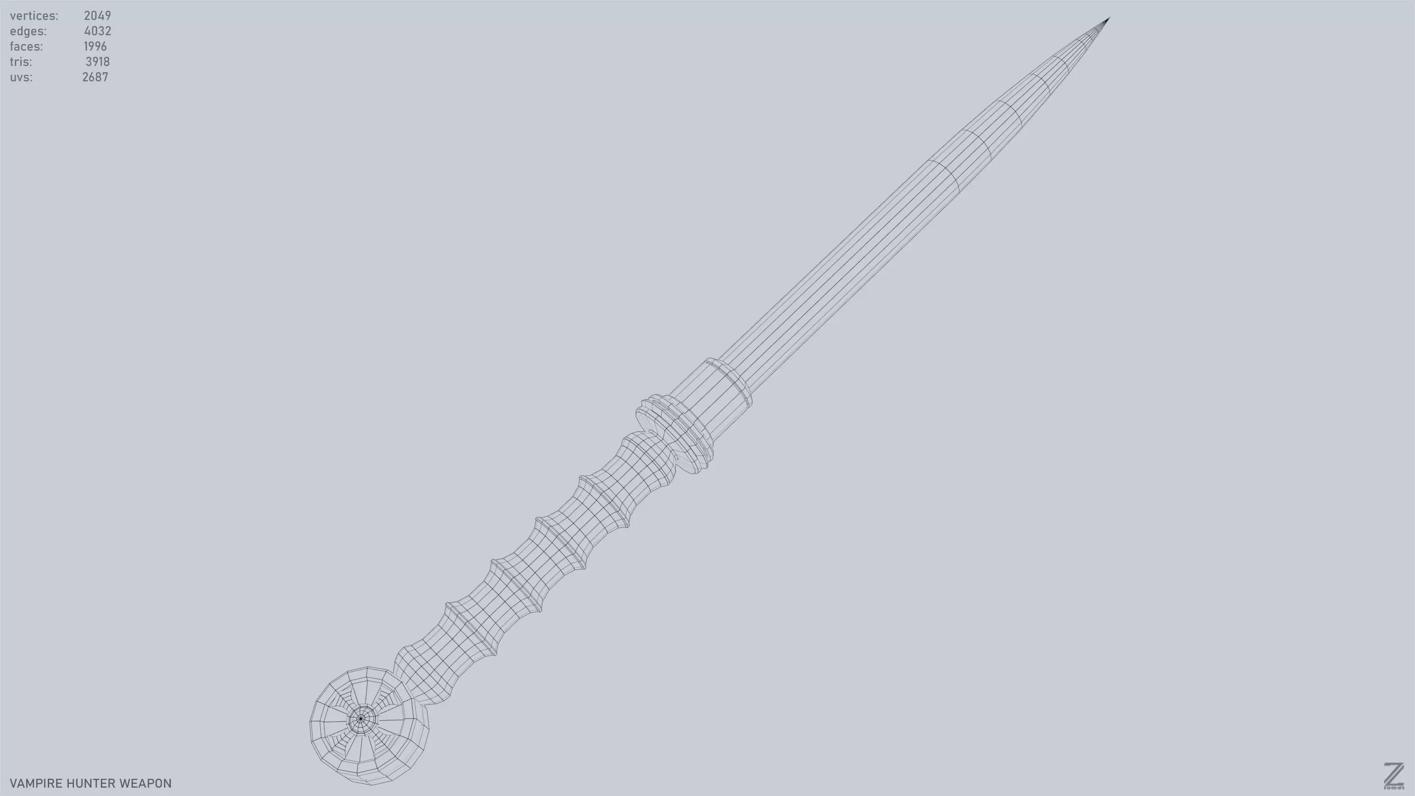 Vampire hunter weapon Low-poly 3D model_14