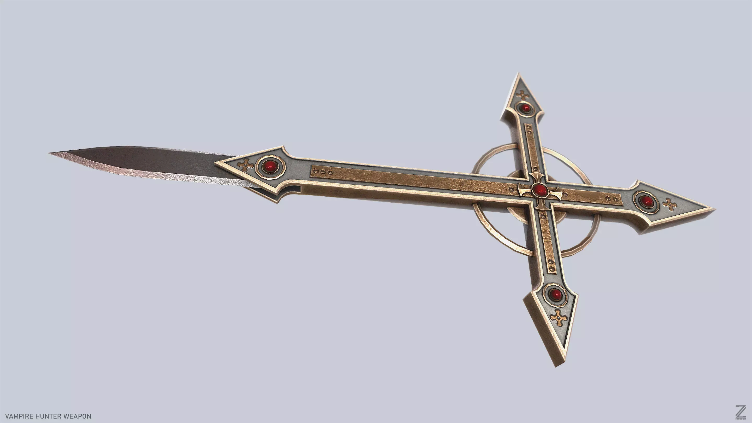 Vampire hunter weapon Low-poly 3D model_2
