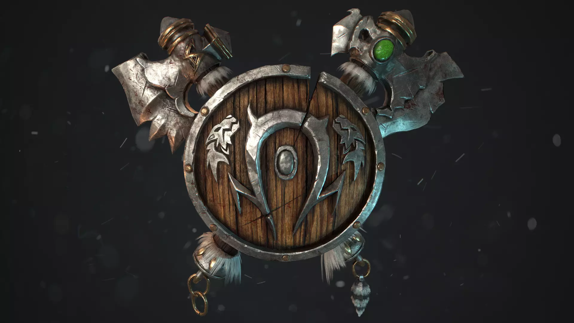 Orc Shield and Axes - World of Warcraft Low-poly 3D model