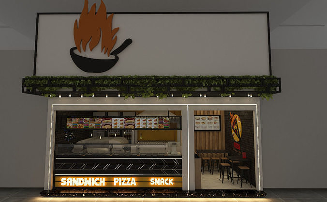 Small fast food store 3D model