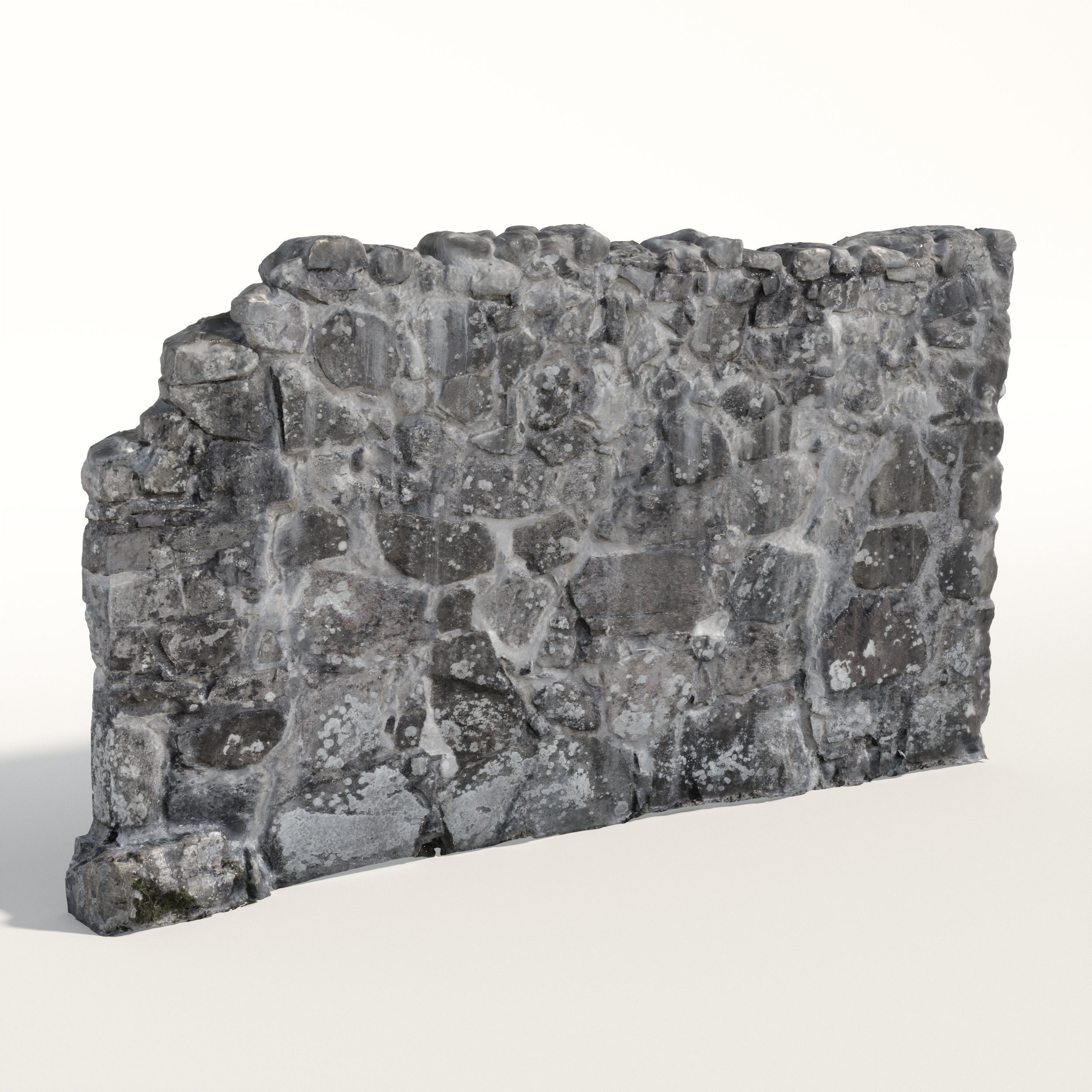 Old castle wall part H Low-poly 3D model_1