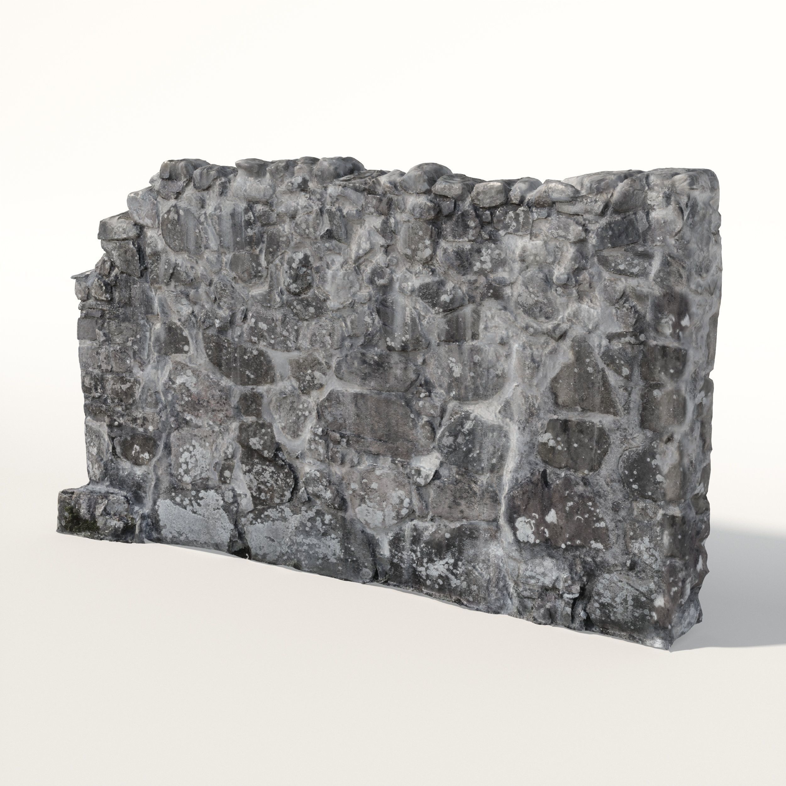 Old castle wall part H Low-poly 3D model_3