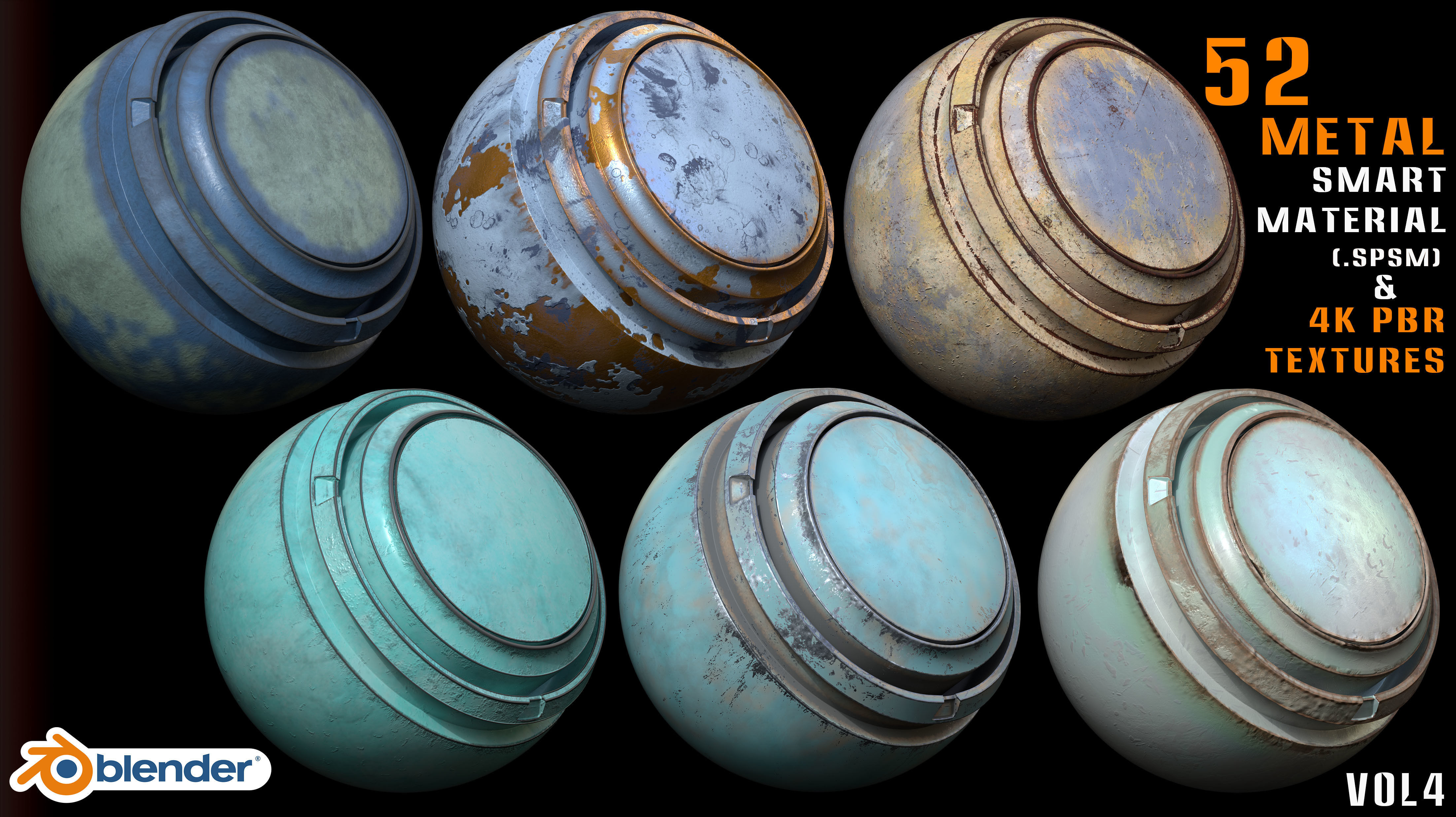 52 Metal Smart Materials and 4k Pbr Textures -Vol 4 Texture_1