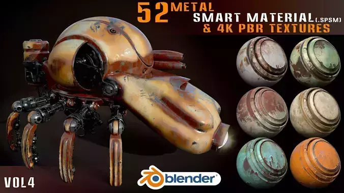 52 Metal Smart Materials and 4k Pbr Textures -Vol 4