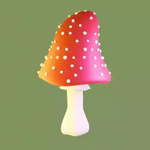 Cartoon magic mushroom amanita 3D model