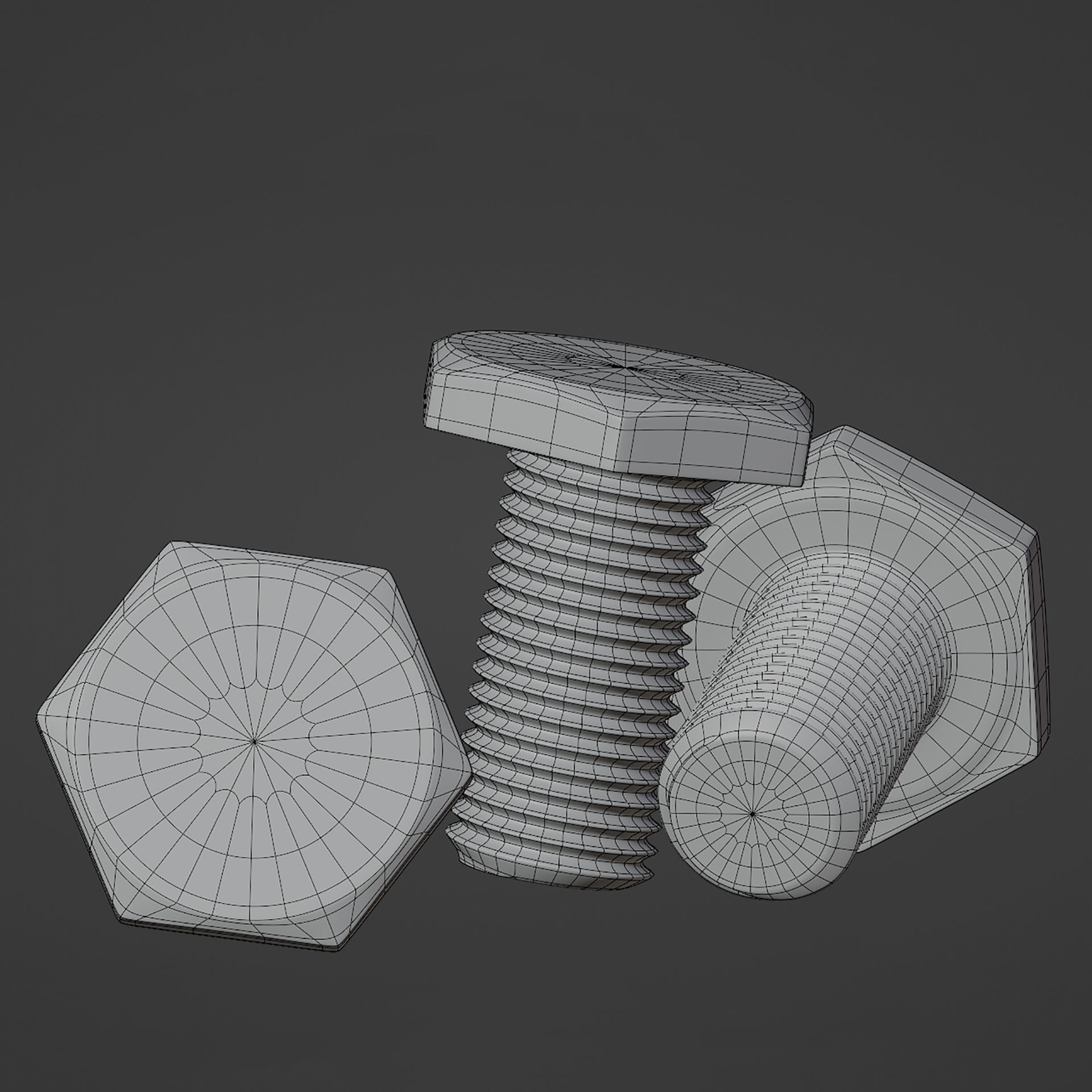 Hexagonal screw 3D model_1
