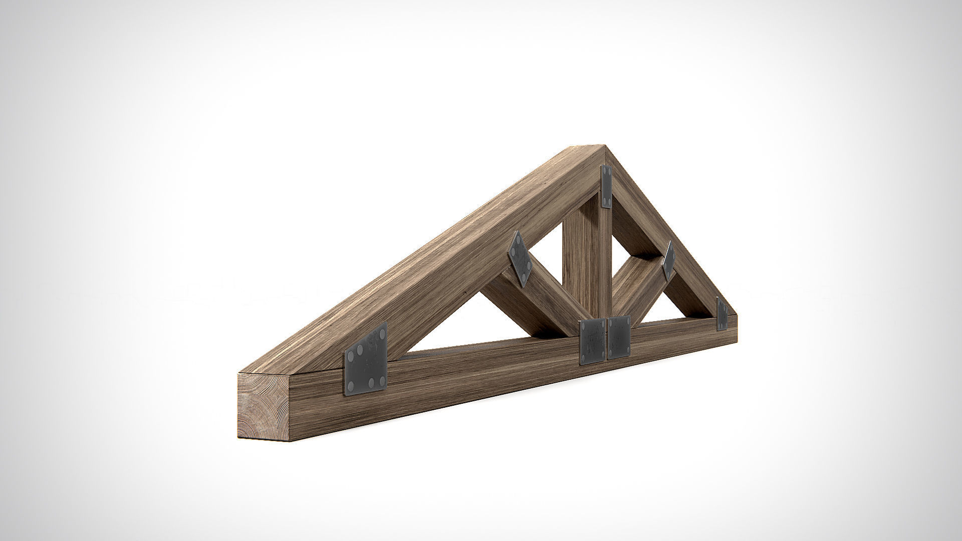 Wooden Truss Queen Post PBR Low-poly 3D model_2