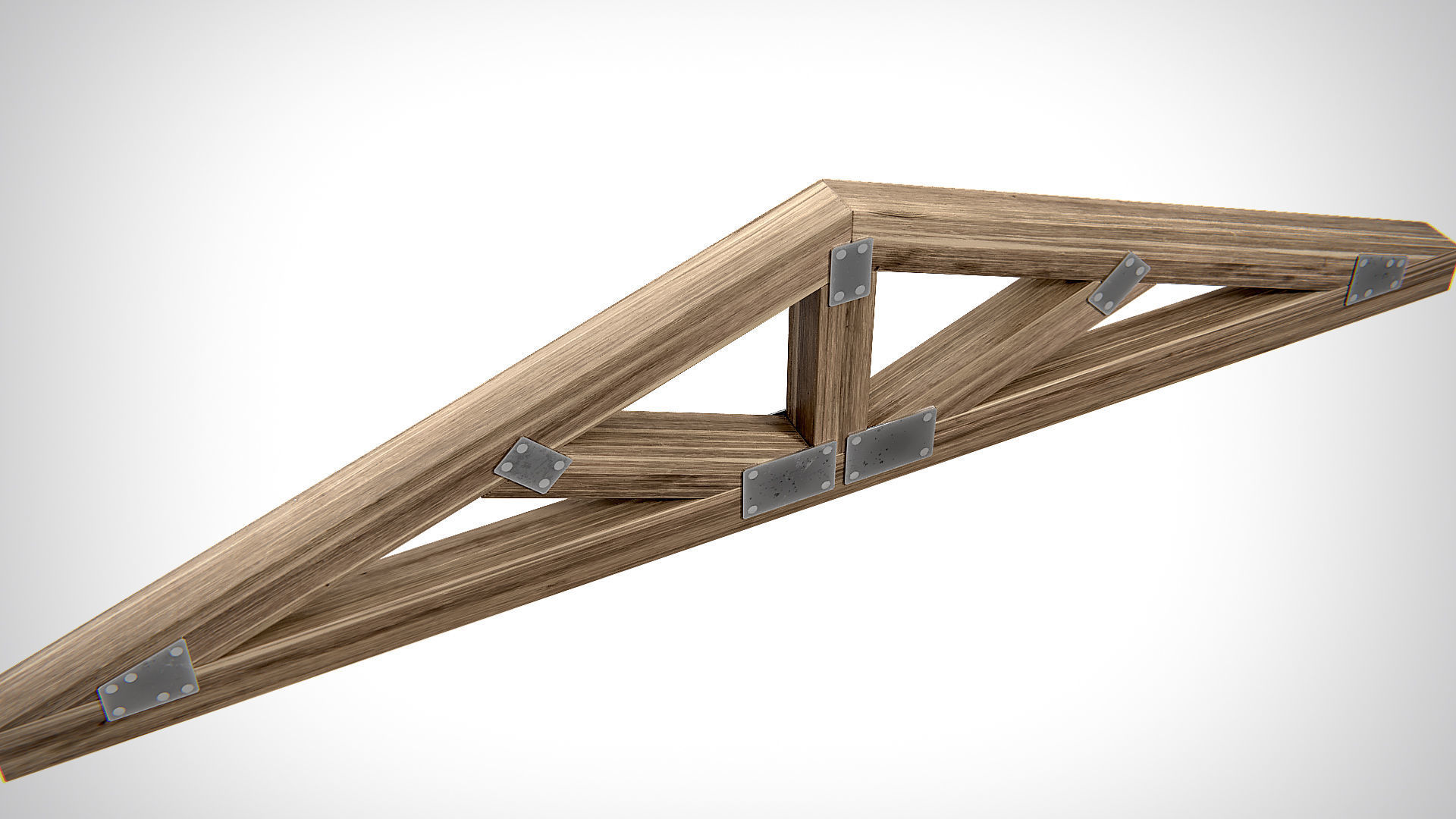 Wooden Truss Queen Post PBR Low-poly 3D model_3