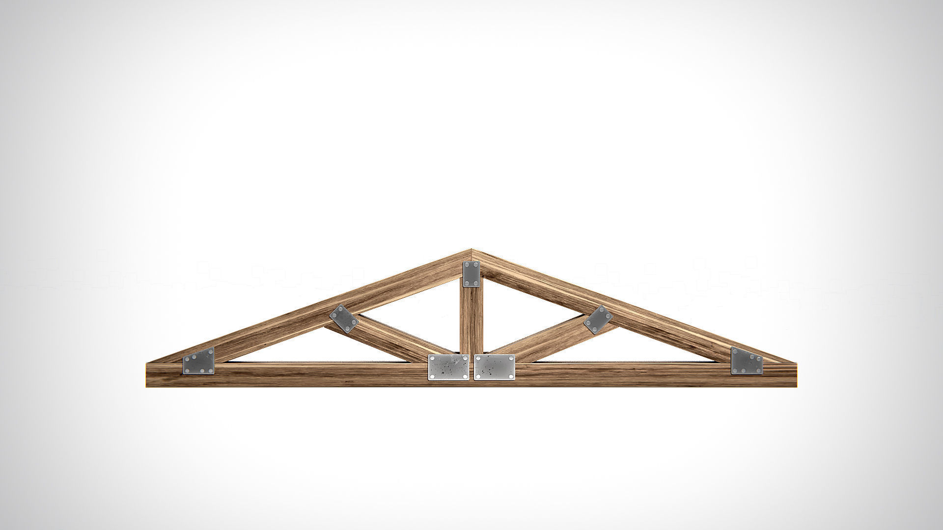 Wooden Truss Queen Post PBR Low-poly 3D model_1