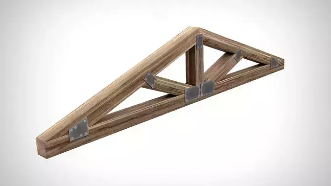 Wooden Truss Queen Post PBR Low-poly 3D model