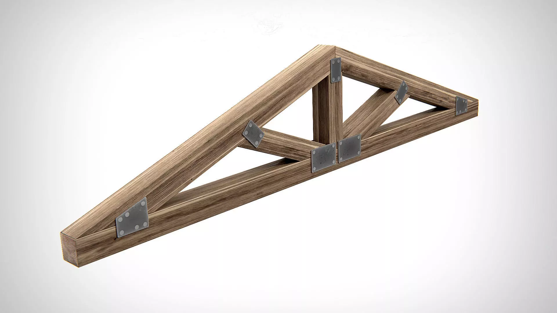 Wooden Truss Queen Post PBR Low-poly 3D model_0