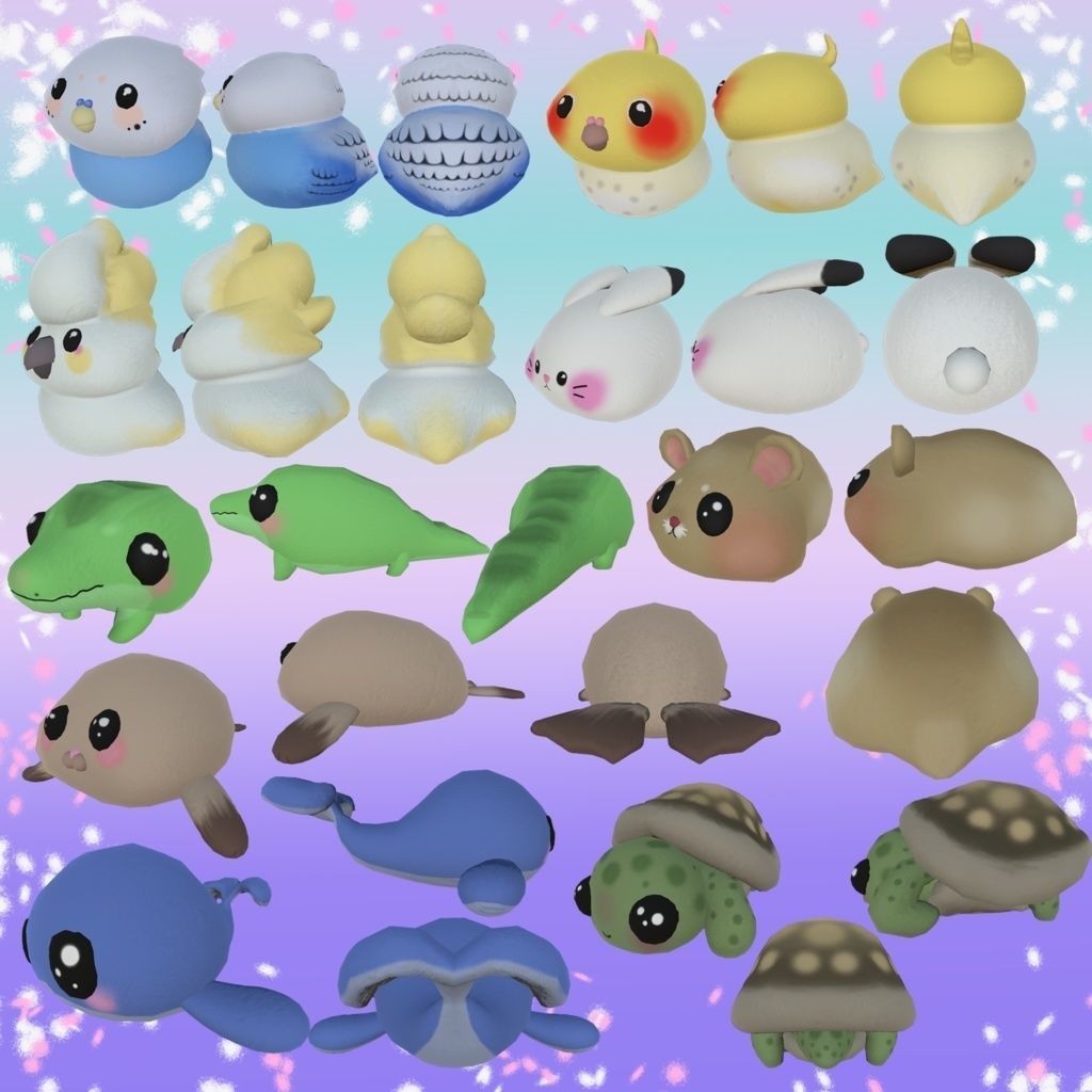 16 Animal Plushies Low-poly 3D model_3