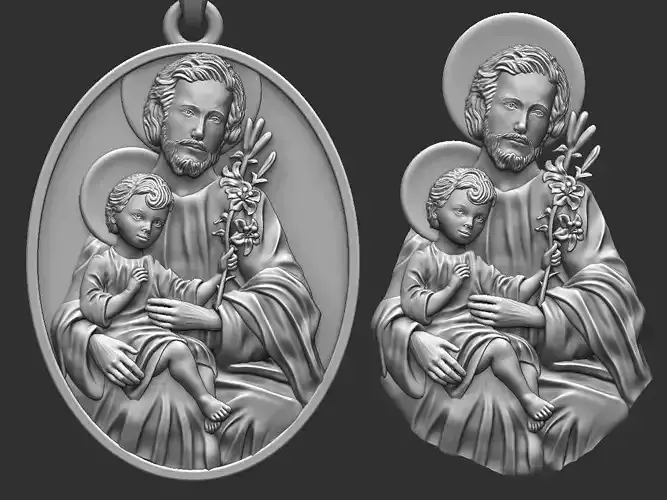 Saint Joseph -  Sao Jose - Medal and Relief 3D print model
