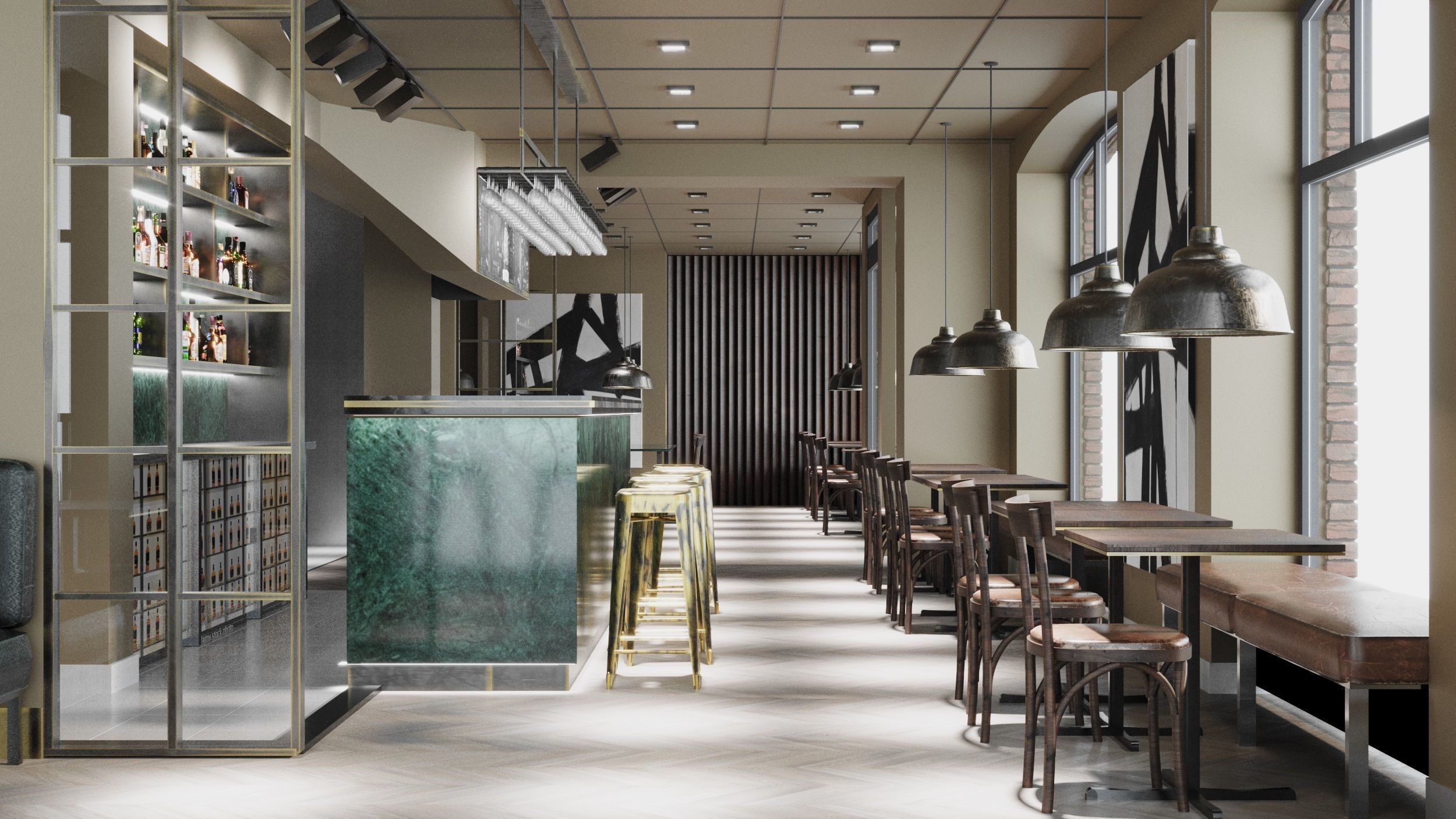 Restaurant interior design  Low-poly 3D model_1