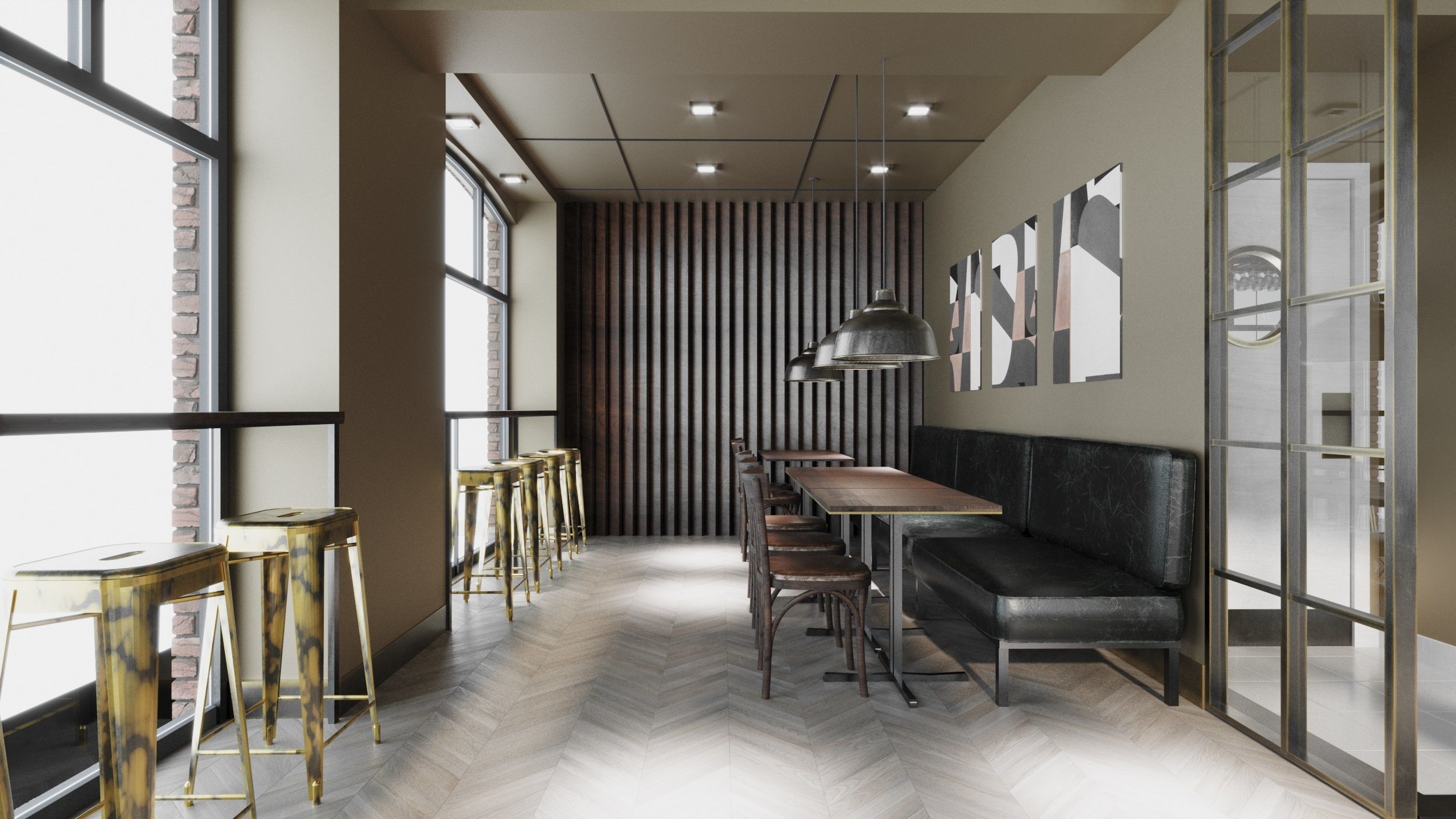 Restaurant interior design  Low-poly 3D model_2