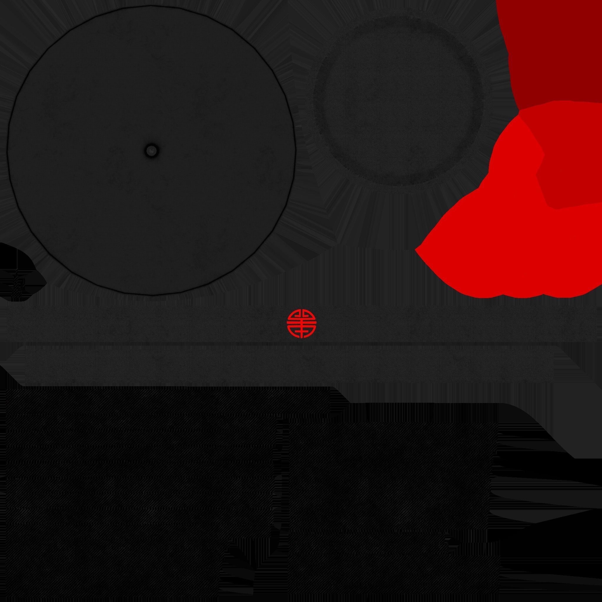 Chinese Traditional Hat A01 Black Red - Character Design Low-poly 3D model_22