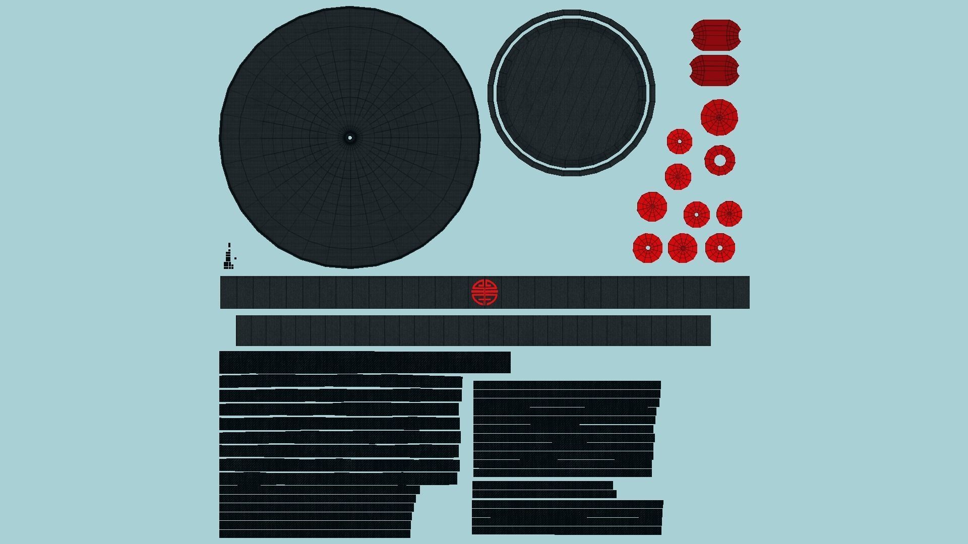 Chinese Traditional Hat A01 Black Red - Character Design Low-poly 3D model_5