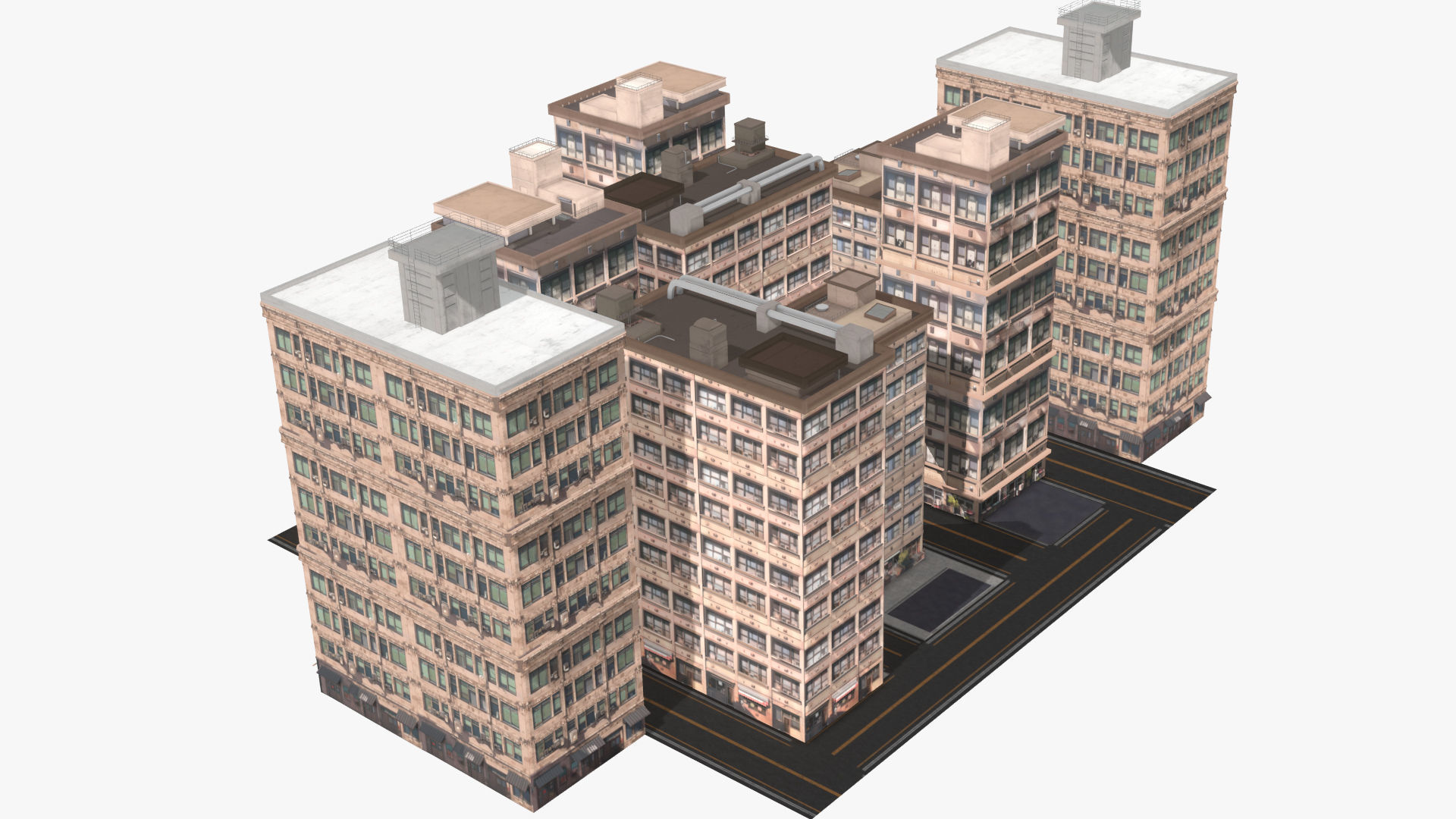 Anime Building Low-poly 3D model_5