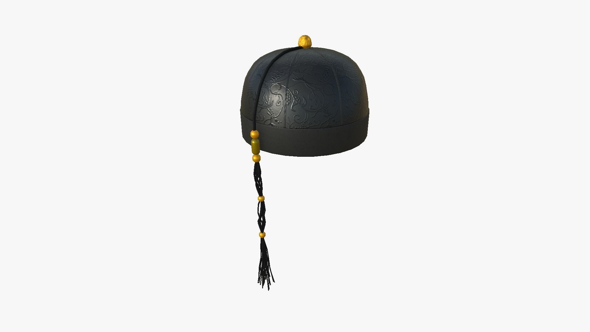 Chinese Traditional Hat A02 Black Yellow - Character Design Low-poly 3D model_2