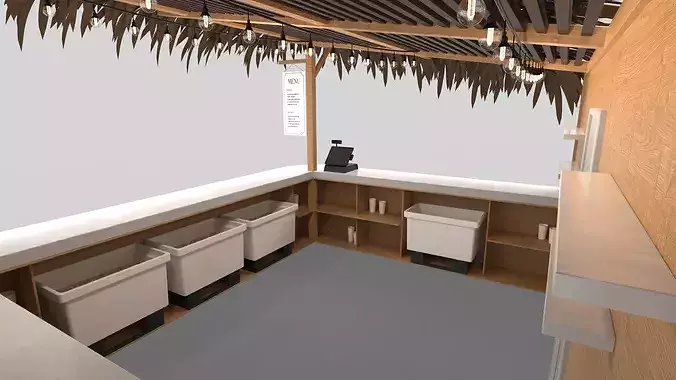 Beach Bar 5x5 Meters 3D model 7