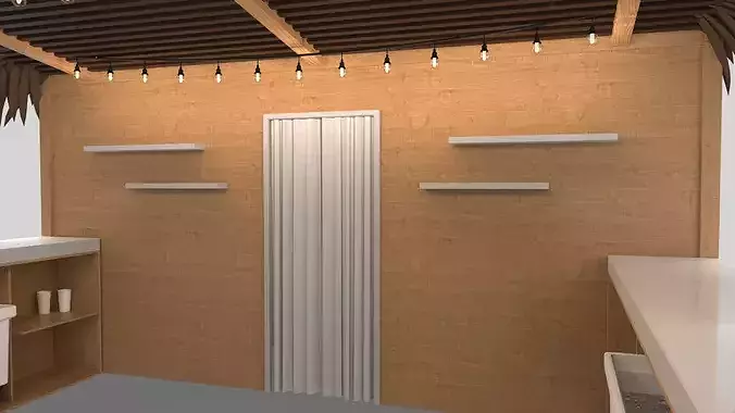 Beach Bar 5x5 Meters 3D model 6