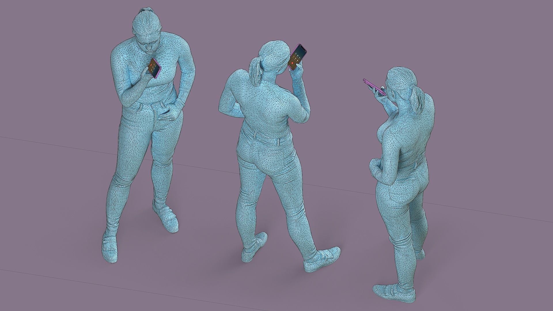 Voice Messaging Girl in Casual Outfit 3D model_6