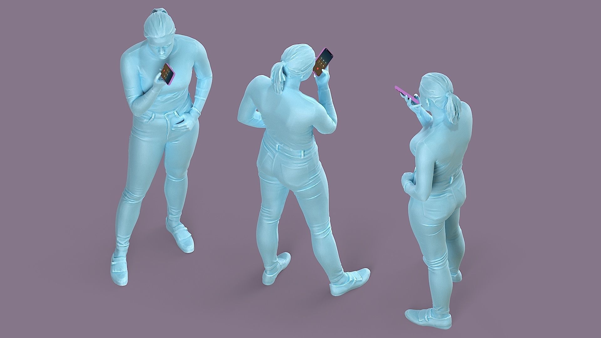 Voice Messaging Girl in Casual Outfit 3D model_5