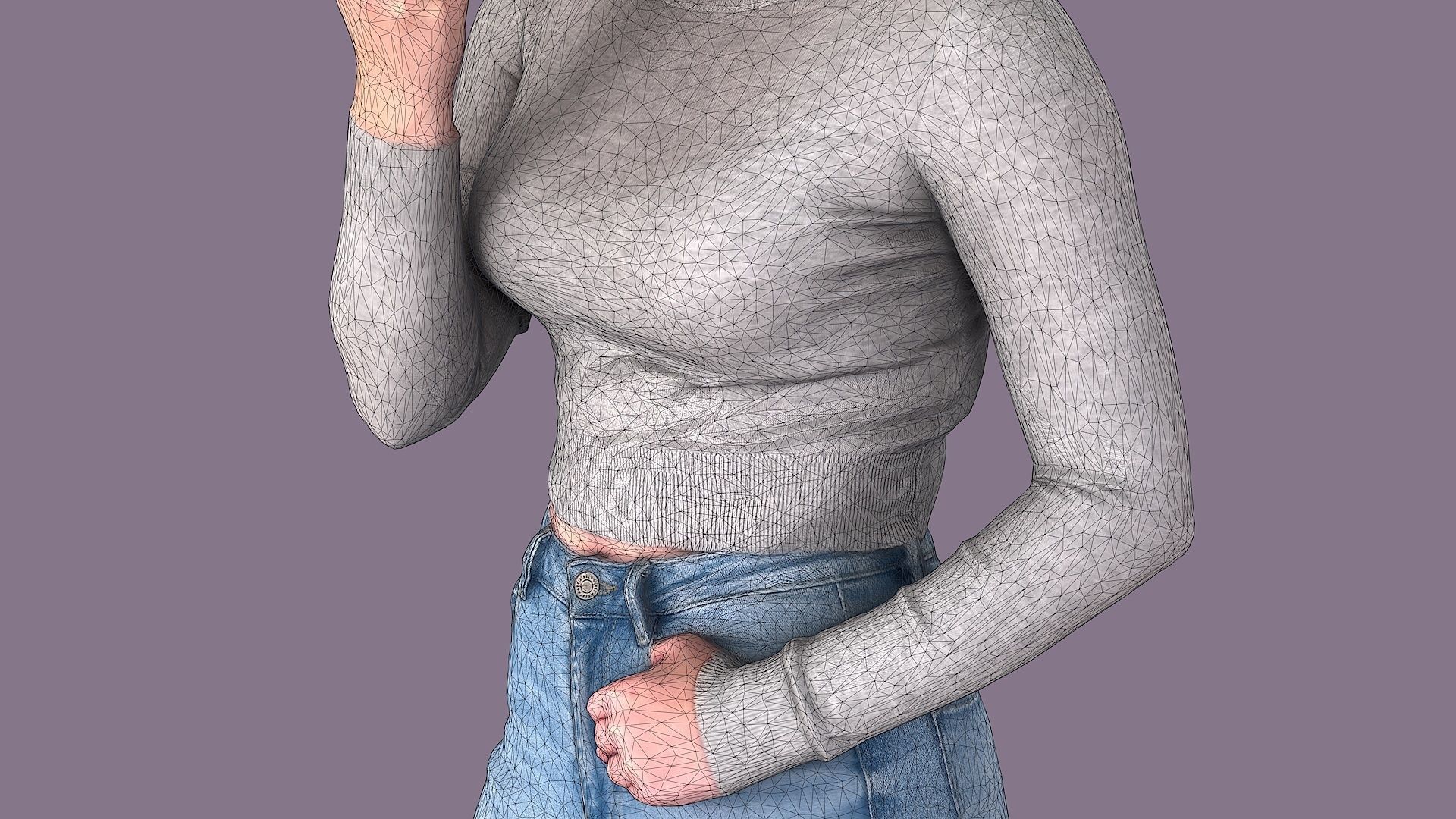 Voice Messaging Girl in Casual Outfit 3D model_9