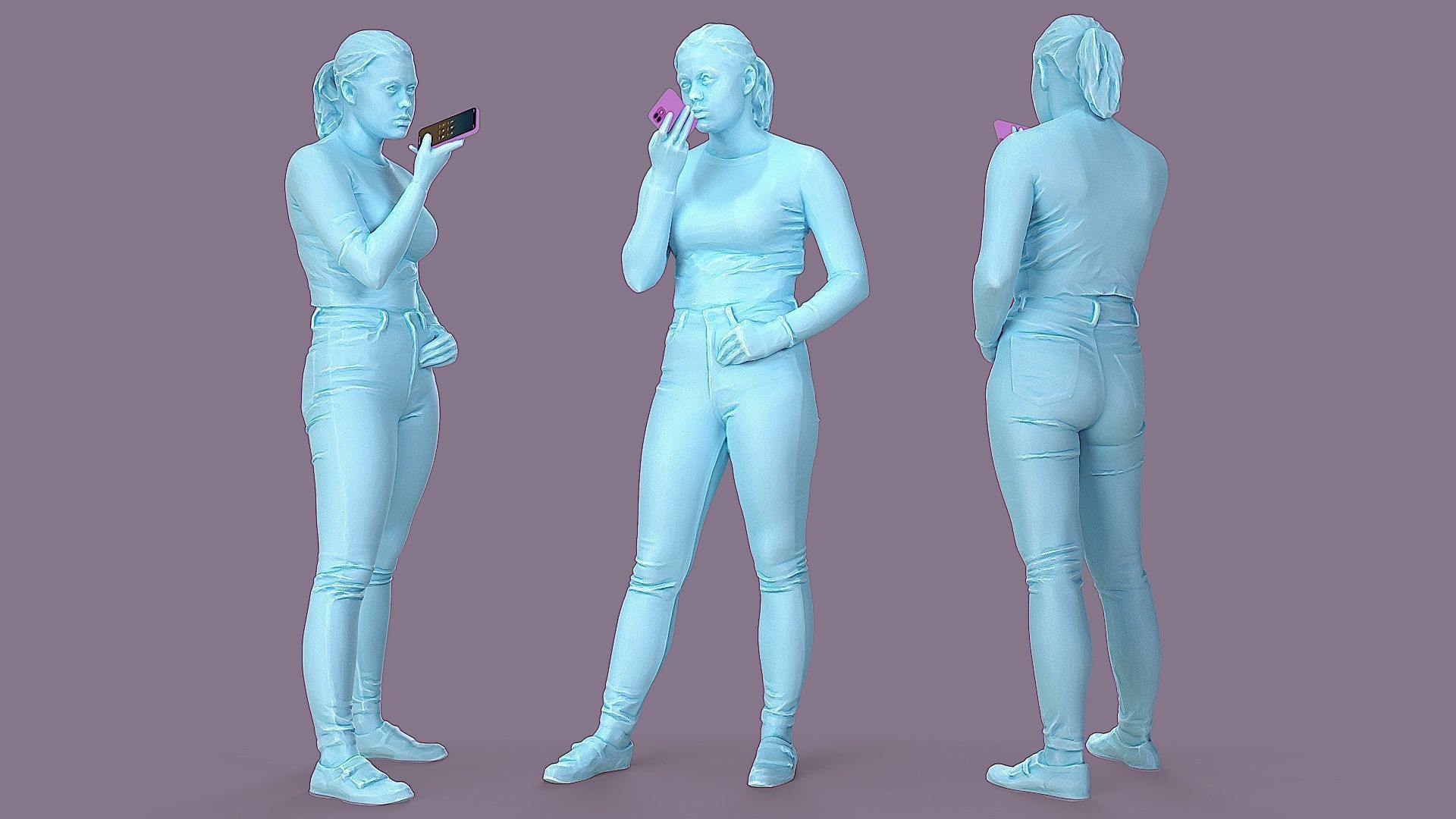 Voice Messaging Girl in Casual Outfit 3D model_2